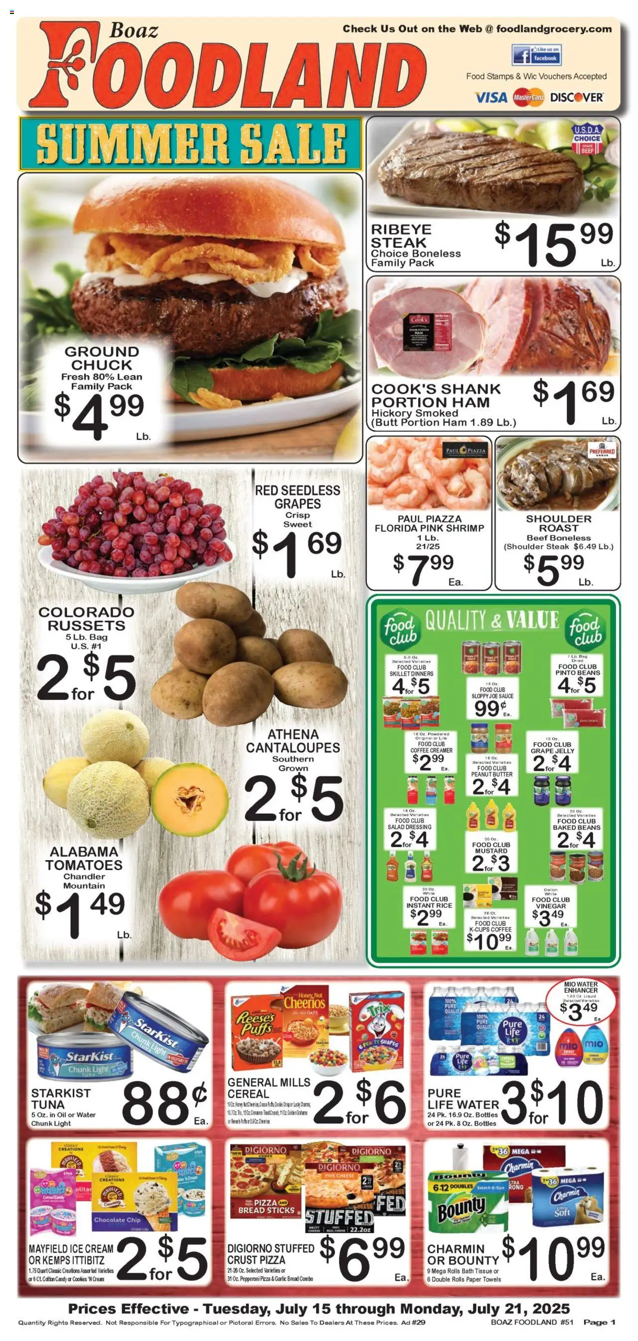 Foodland Weekly Ad - valid from 15.07.2025 | Page: 1 | Products: Skillet, Cheese, Pizza, Sauce