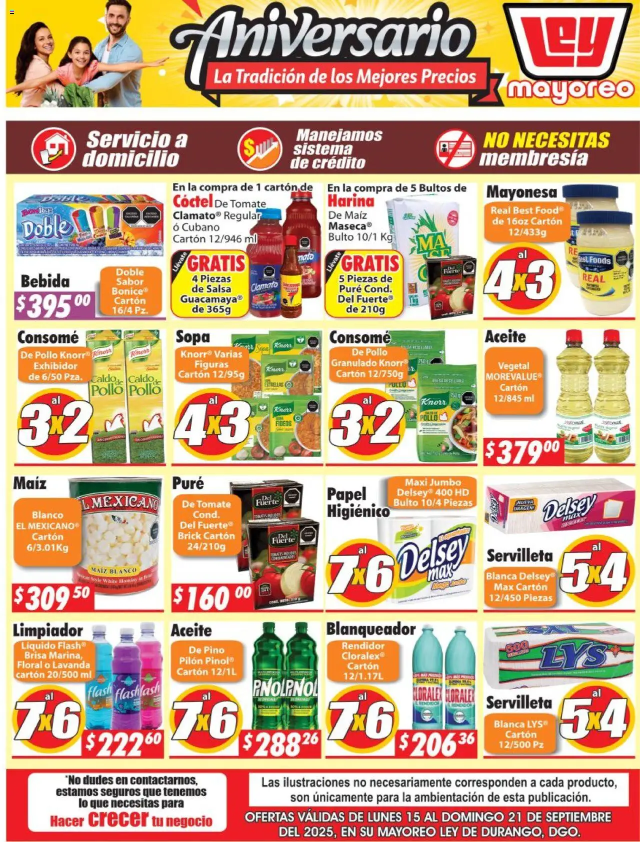 Nuevas ofertas de Casa Ley válidas en toda la República Mexicana desde el 15.09.2025. ¡Encuentra las mejores ofertas en Casa Ley - Folleto Mayoreo! | Página: 2 | Productos: Harina, Mayonesa, Sopa, Aceite