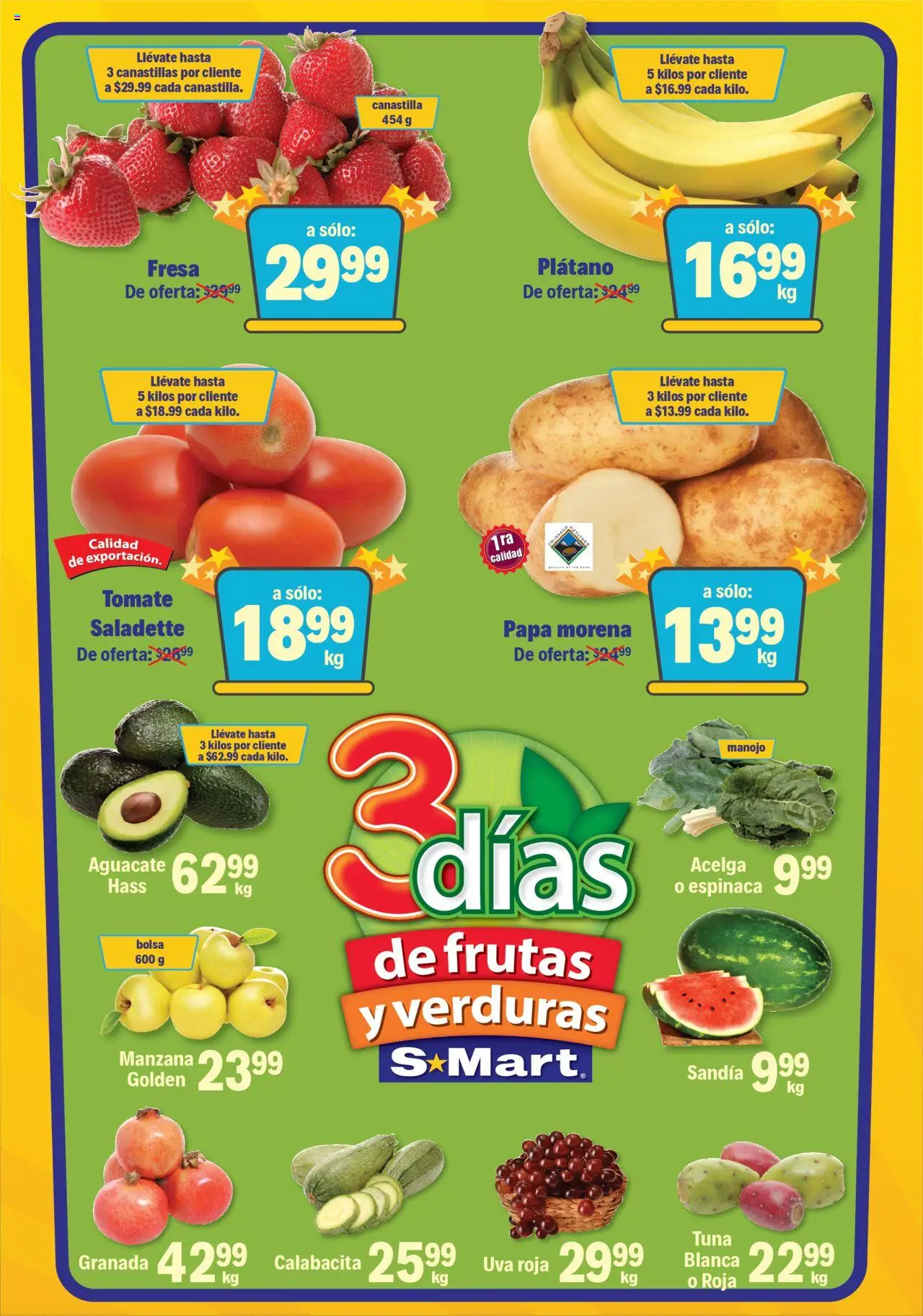 Nuevas ofertas de S-Mart válidas en toda la República Mexicana desde el 16.09.2025. ¡Encuentra las mejores ofertas en S-Mart - Folleto - Reynosa (y Rio Bravo)! | Página: 1 | Productos: Fresa, Plátano, Manzana, Espinaca
