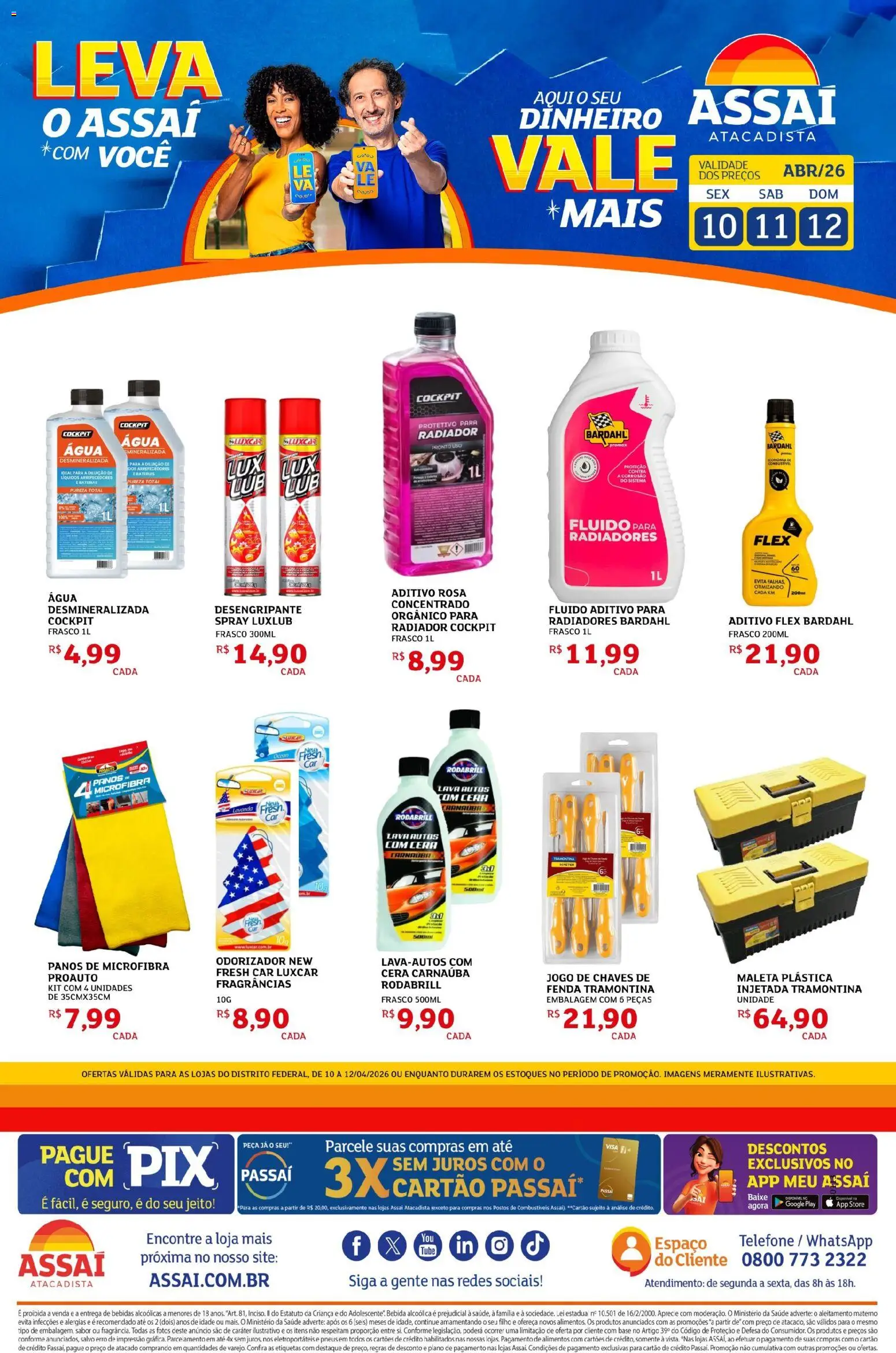Assaí Atacadista Folheto - válido de 10.04.2026 | Página: 1 | Produtos: Radiador, Pneus, Cera, Telefone