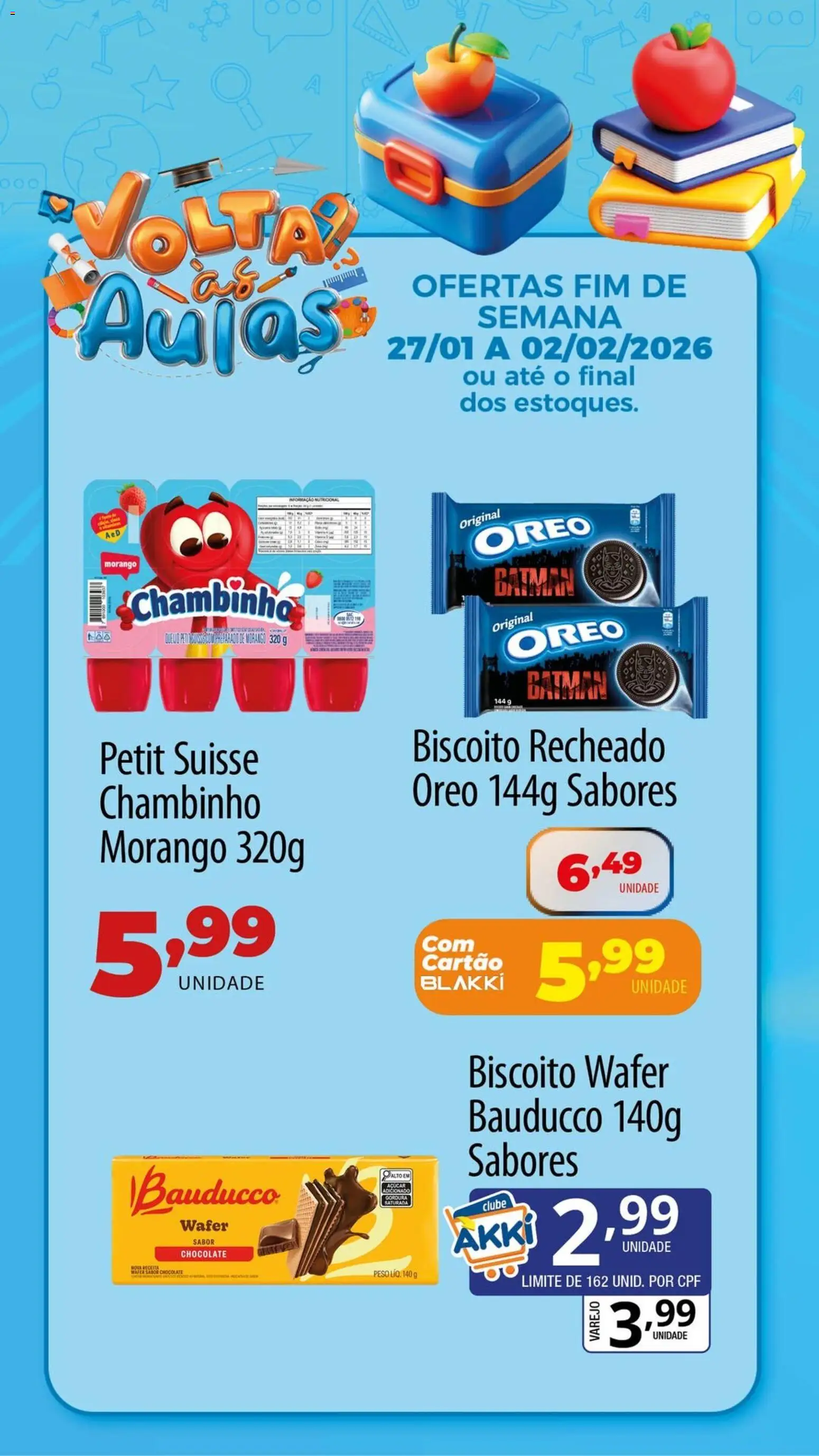 Akki Atacadista Folheto - válido de 27.01.2026 | Página: 2 | Produtos: Biscoito, Chocolate, Açúcar, Biscoito recheado
