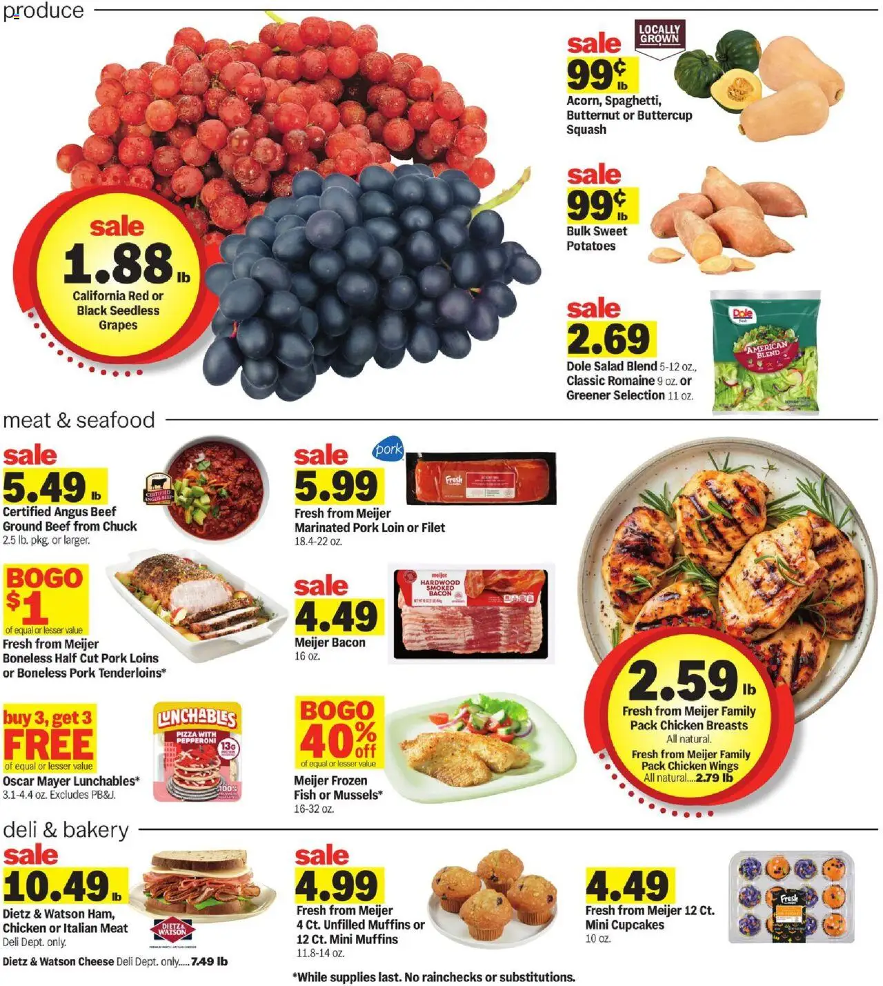 Meijer Weekly Ad - valid from 08.10.2025 | Page: 2 | Products: Romaine, Cheese, Fish, Potatoes