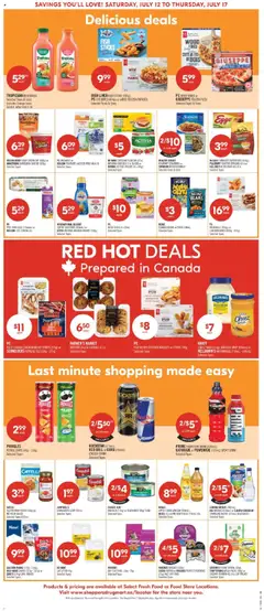 Shoppers flyer valid from 12.07.2025 | Page: 6 | Products: Chips, Cheese, Pizza, Juice