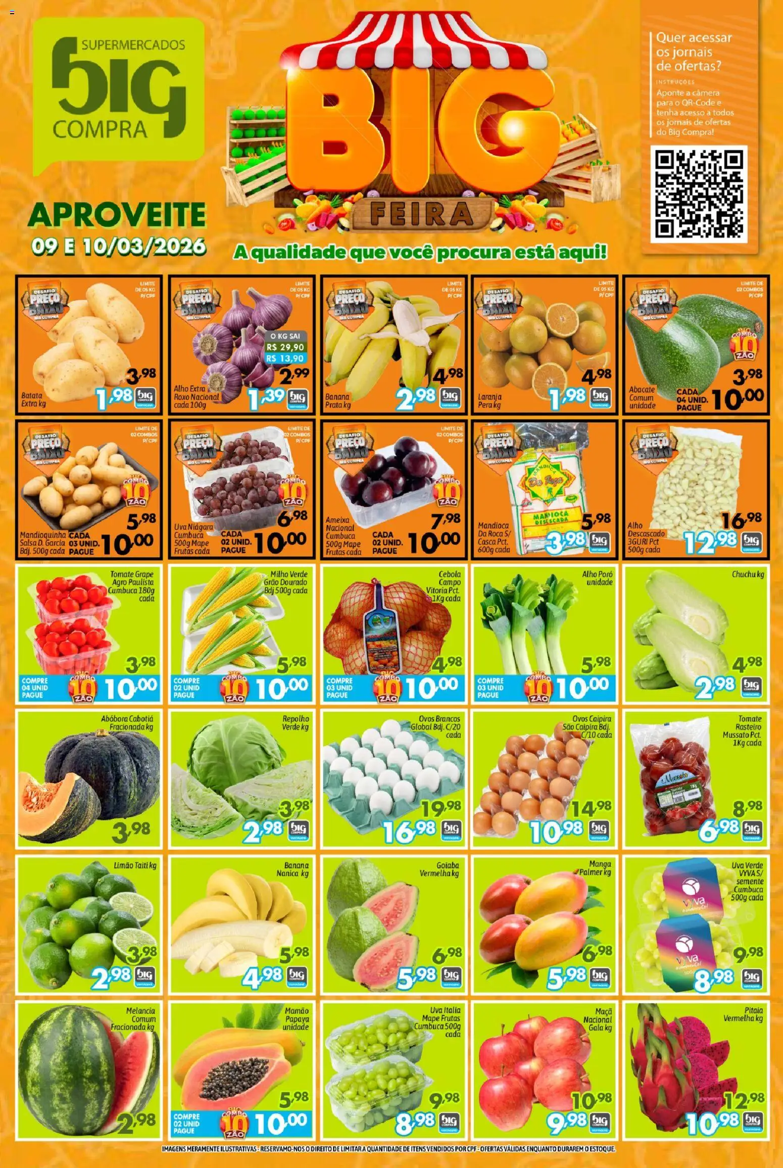 Big Compra Folheto - válido de 09.03.2026 | Página: 1 | Produtos: Goiaba, Chuchu, Milho verde, Câmera