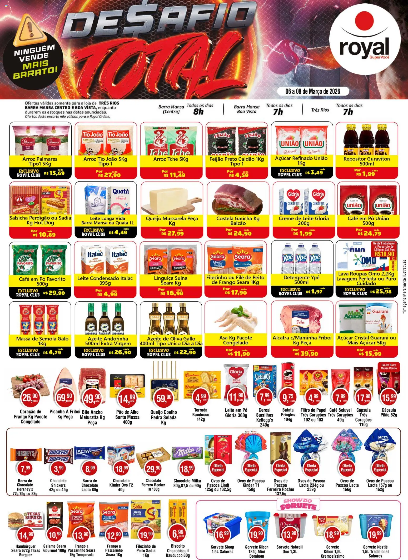 Royal Supermercados Folheto - válido de 06.03.2026 | Página: 1 | Produtos: Alho, Ovos, Ferrero Rocher, Mussarela