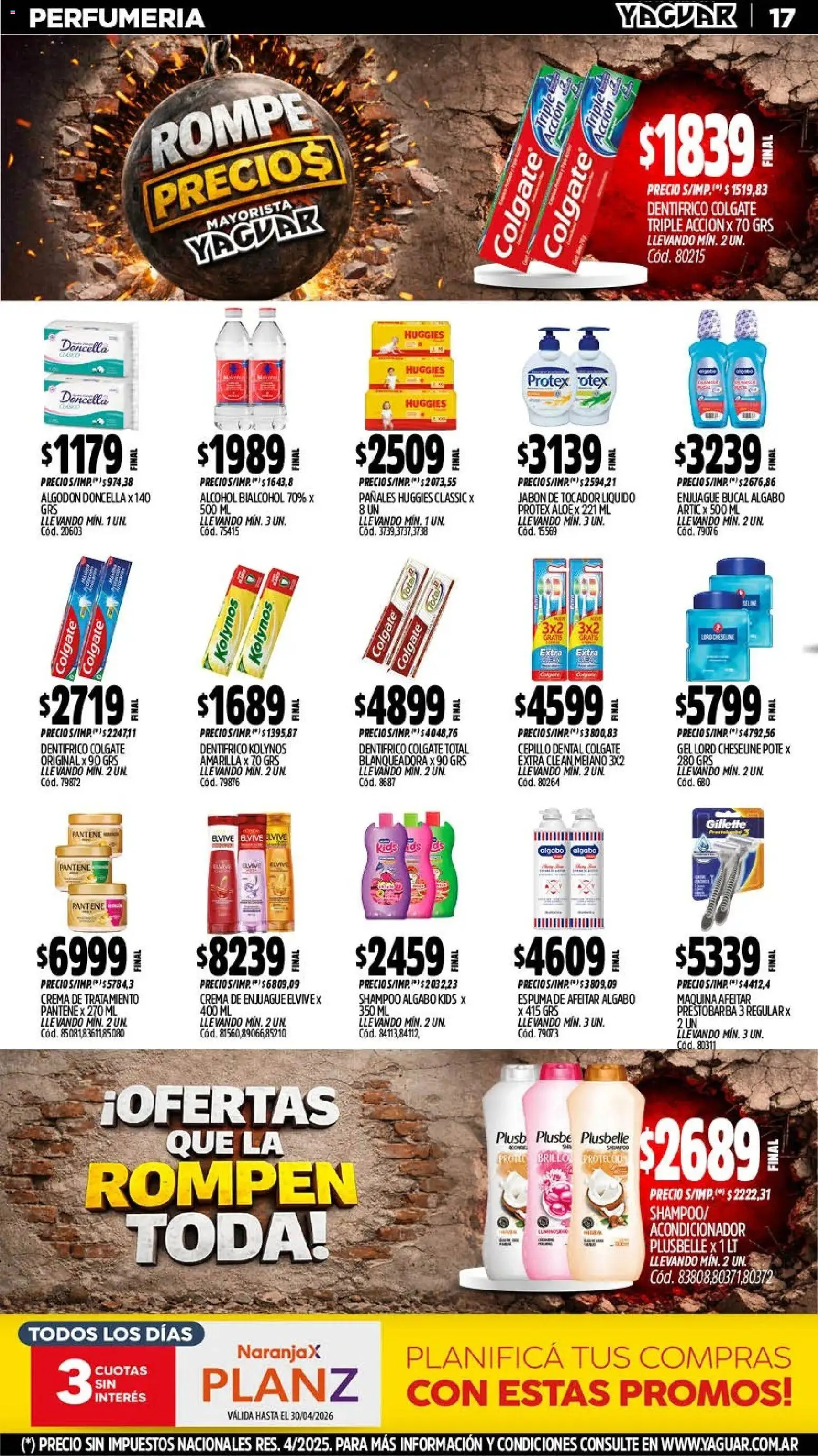 Yaguar - Oferta Semanal Santa Fé │ válido desde el 20.04.2026 | Página: 17 | Productos: Algodón, Enjuague bucal, Pañales, Crema