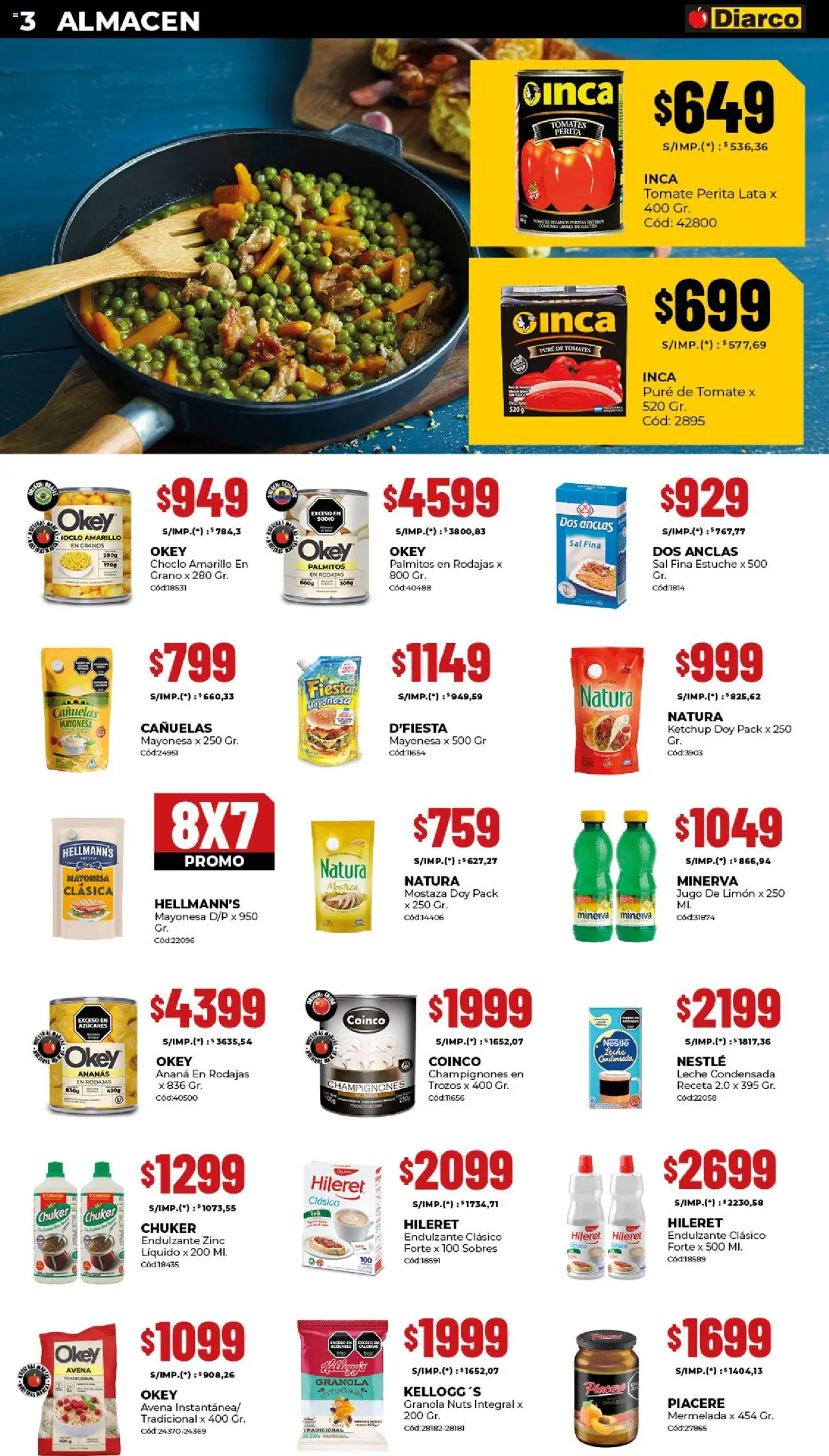 Diarco ofertas │ válido desde el 20.10.2025 | Página: 3 | Productos: Choclo, Ananá, Pure de Tomate, Jugo