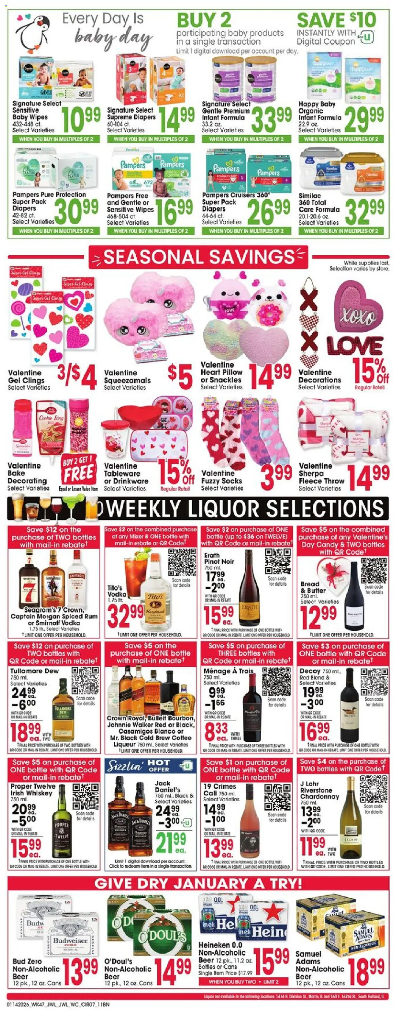 Jewel Osco Weekly Ad - valid from 14.01.2026 | Page: 7 | Products: Pillow, Butter, Coffee, Beer