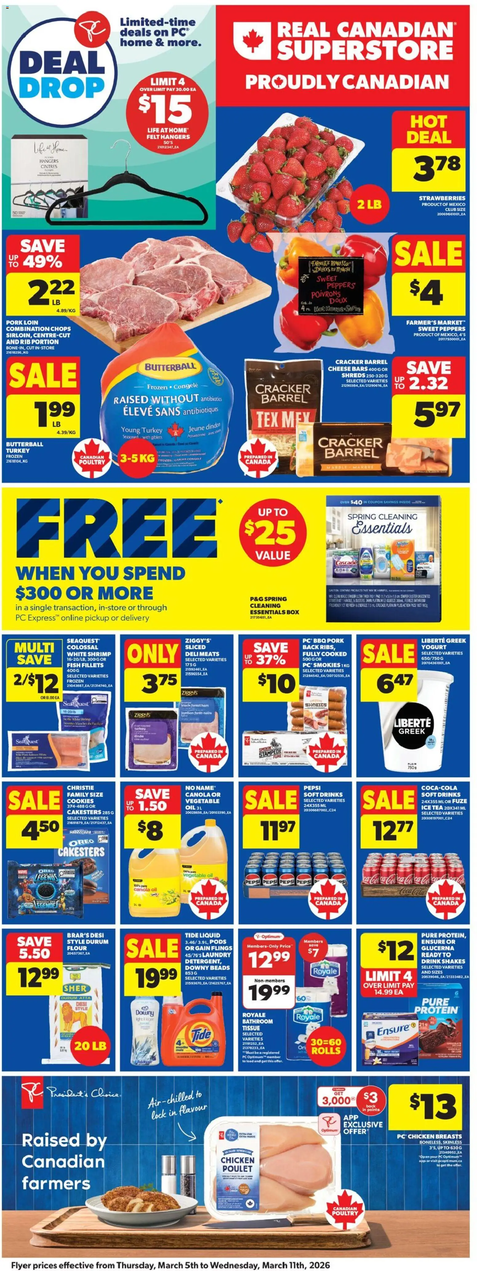 Real Canadian Superstore flyer valid from 05.03.2026 | Page: 3 | Products: Fish, Chicken breasts, Turkey, Chicken