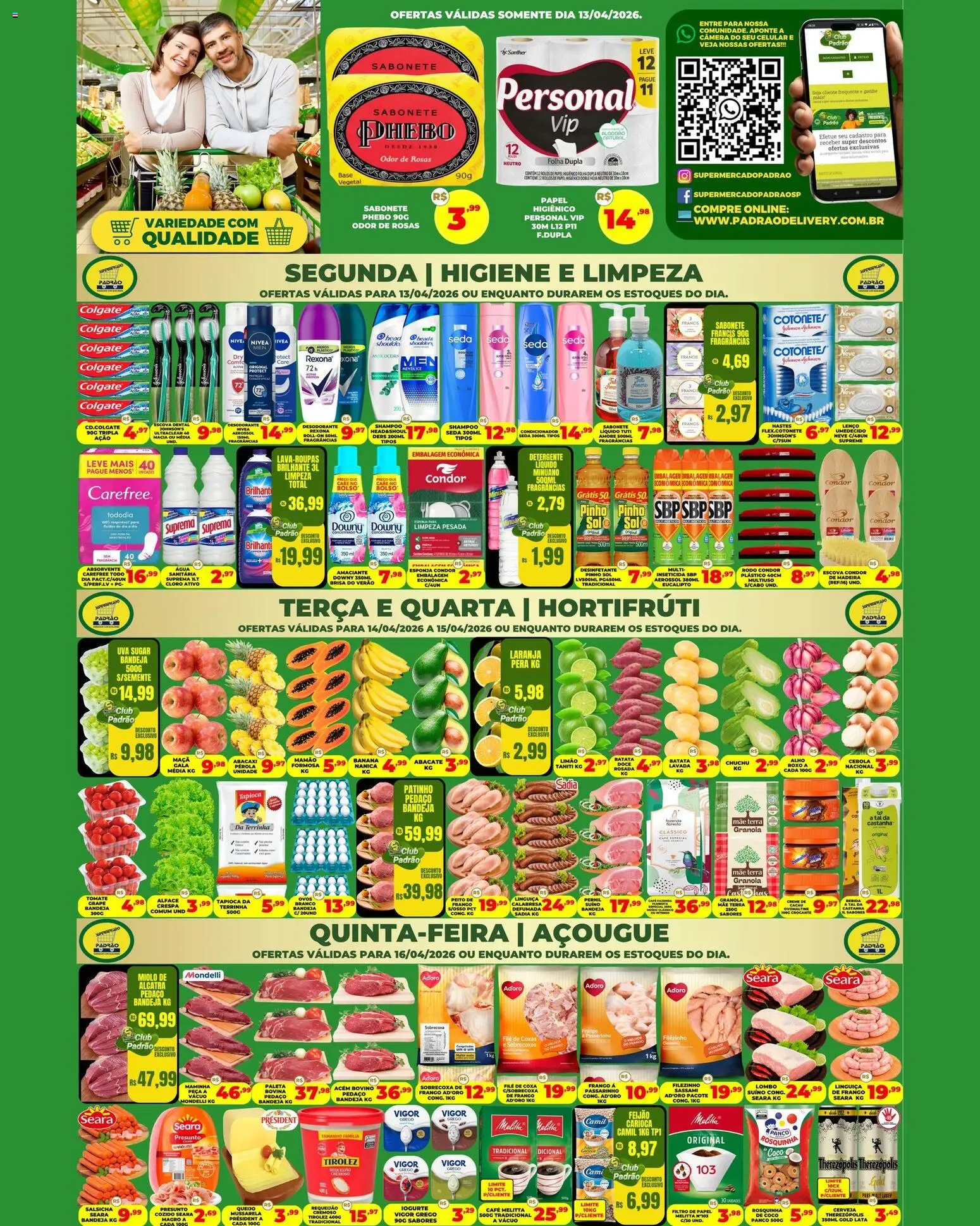 Supermercado Padrão Folheto - válido de 13.04.2026 | Página: 1 | Produtos: Coco, Feijão, Esponja, Mamão