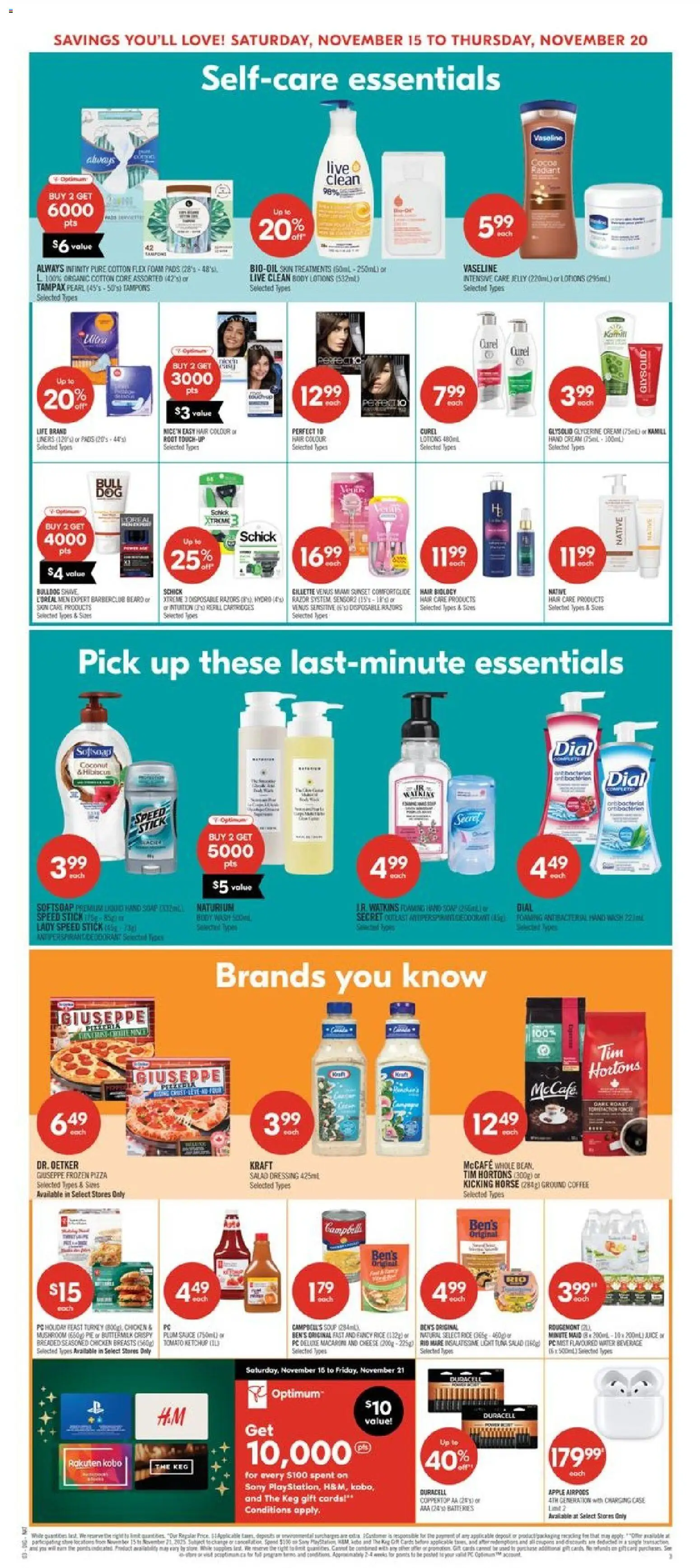 Shoppers flyer valid from 15.11.2025 | Page: 20 | Products: Rice, Turkey, Soap, Juice