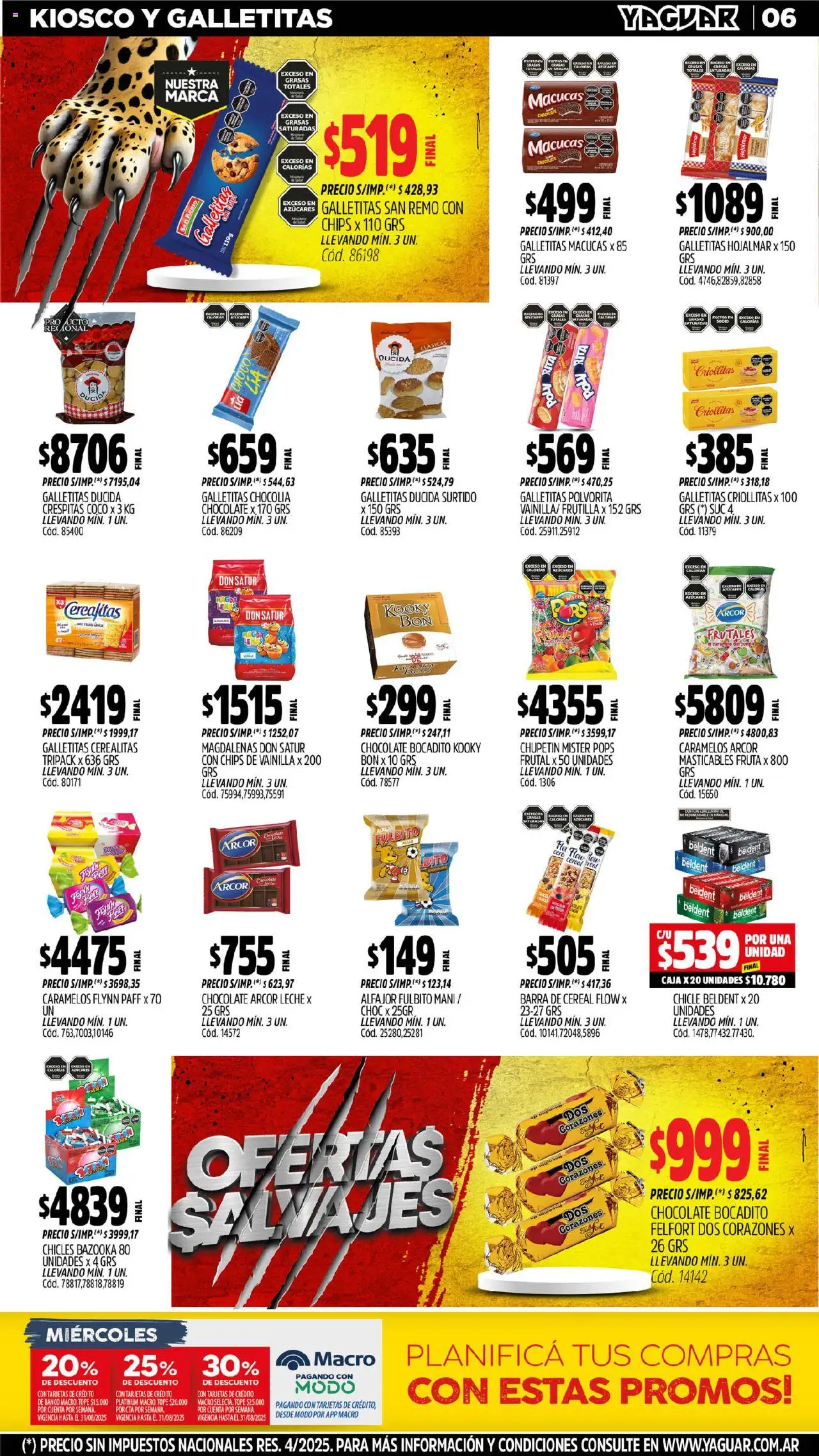 Yaguar - San Juan │ válido desde el 04.08.2025 | Página: 6 | Productos: Caja, Mani, Chocolate, Chicle