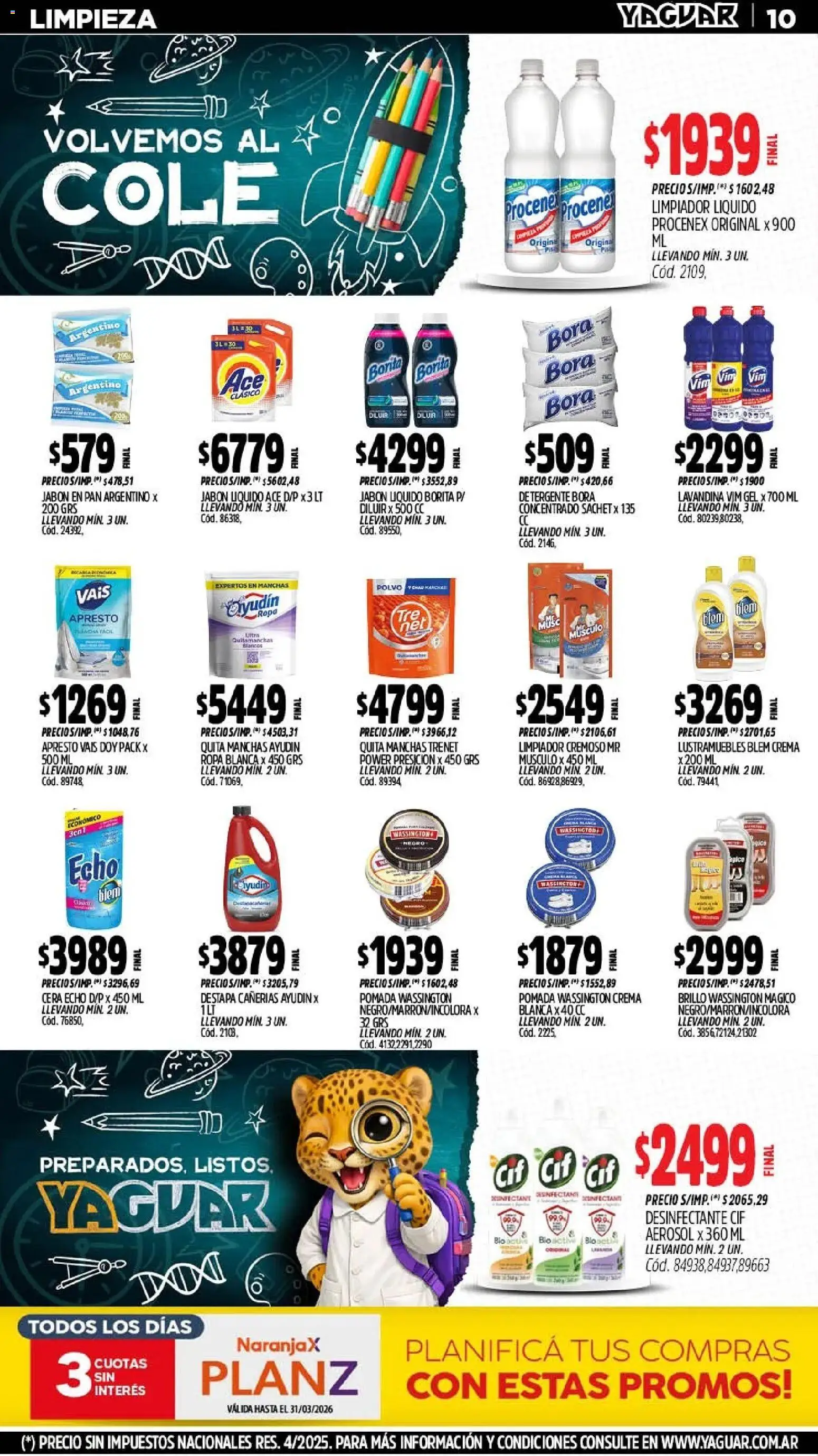 Yaguar - Oferta Semanal Jujuy │ válido desde el 02.03.2026 | Página: 10 | Productos: Lustramuebles, Lavandina, Pomada, Detergente