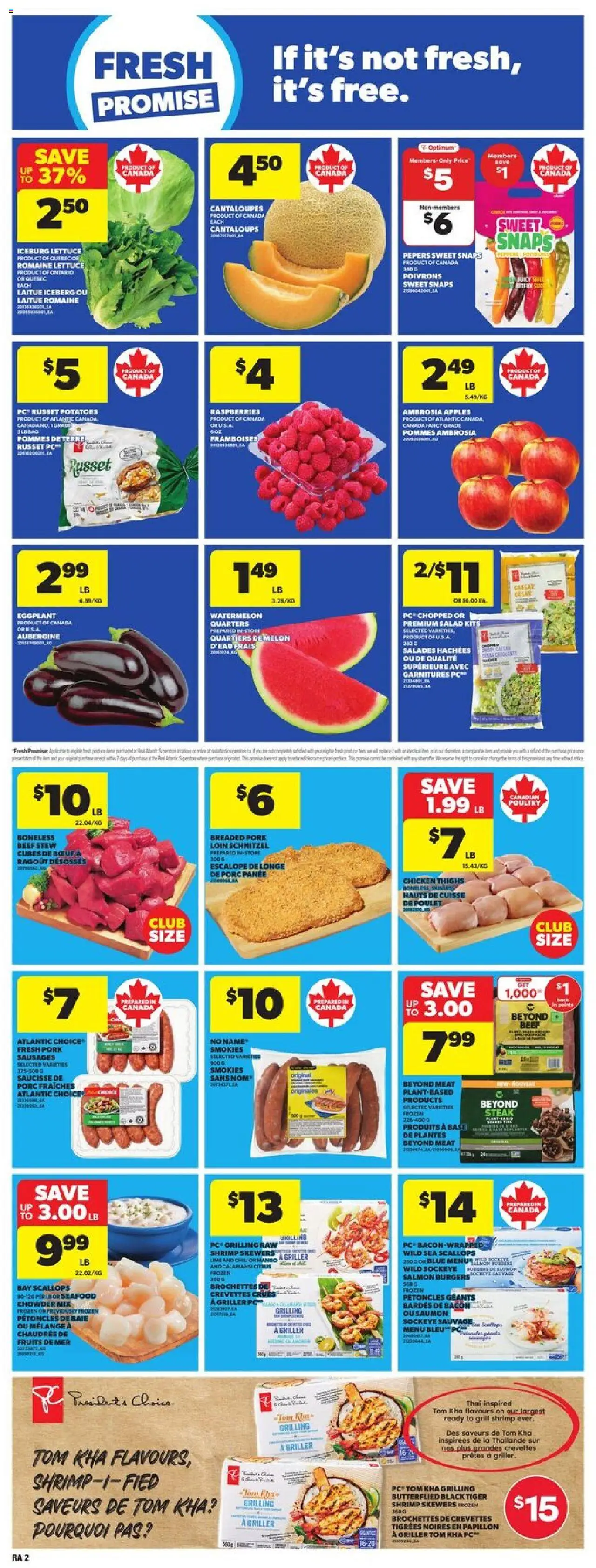 Atlantic Superstore flyer valid from 14.08.2025 | Page: 5 | Products: PC, Potatoes, Chicken, Pork