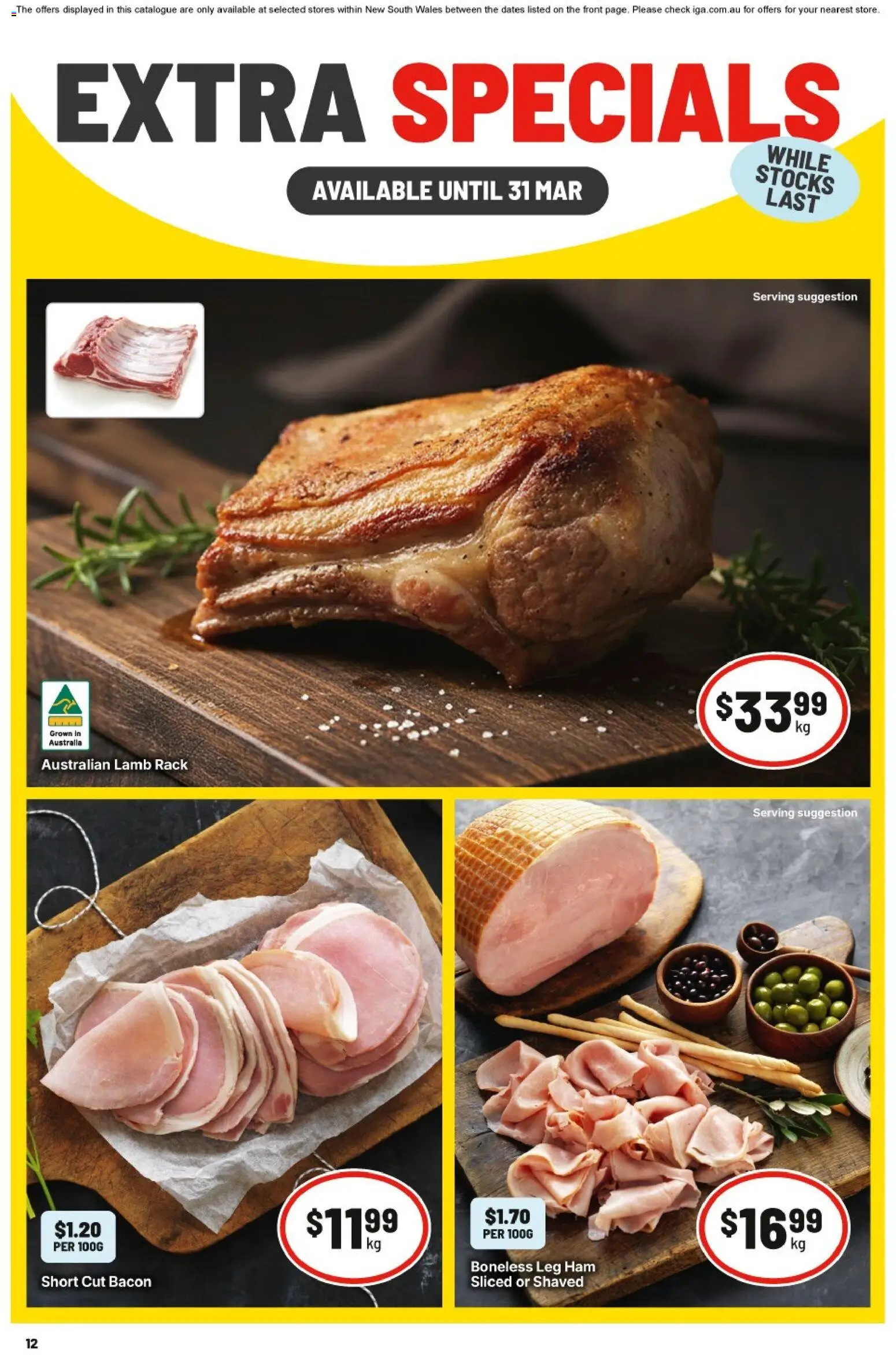 IGA catalogue - valid from 11.03.2026 | Page: 14 | Products: Bacon, Ham, Lamb