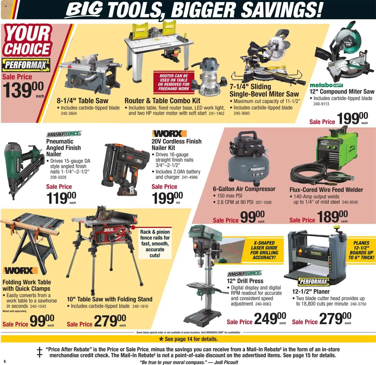 Menards Ad - valid from 11.01.2026 | Page: 7 | Products: Table, Miter Saw, Charger, Cutter