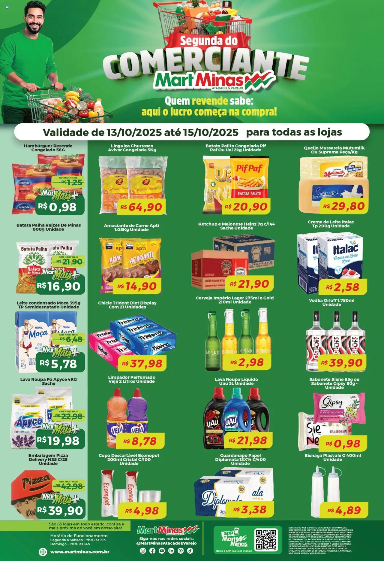 Mart Minas Folheto - válido de 13.10.2025 | Página: 1 | Produtos: Perfume, Pó, Leite, Pizza