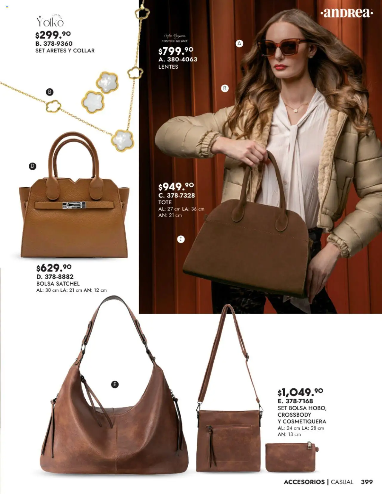 Nuevas ofertas de Andrea válidas en toda la República Mexicana desde el 24.08.2025. ¡Encuentra las mejores ofertas en Andrea - Catálogo Accesorios! | Página: 13 | Productos: Lentes, Bolsa, Collar, Aretes