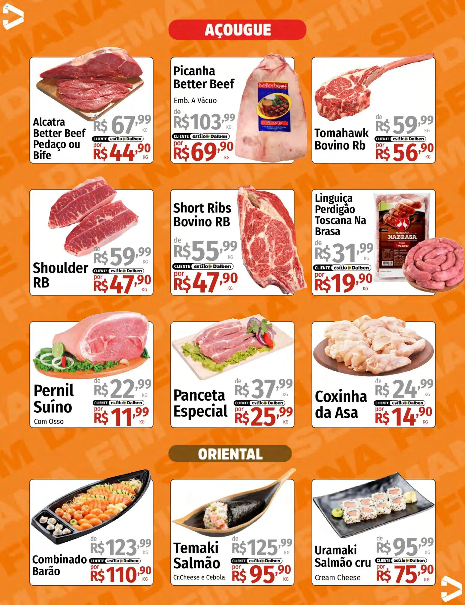 Supermercado Dalben Folheto - válido de 03.04.2026 | Página: 4 | Produtos: Linguiça, Alcatra, Picanha, Cream cheese
