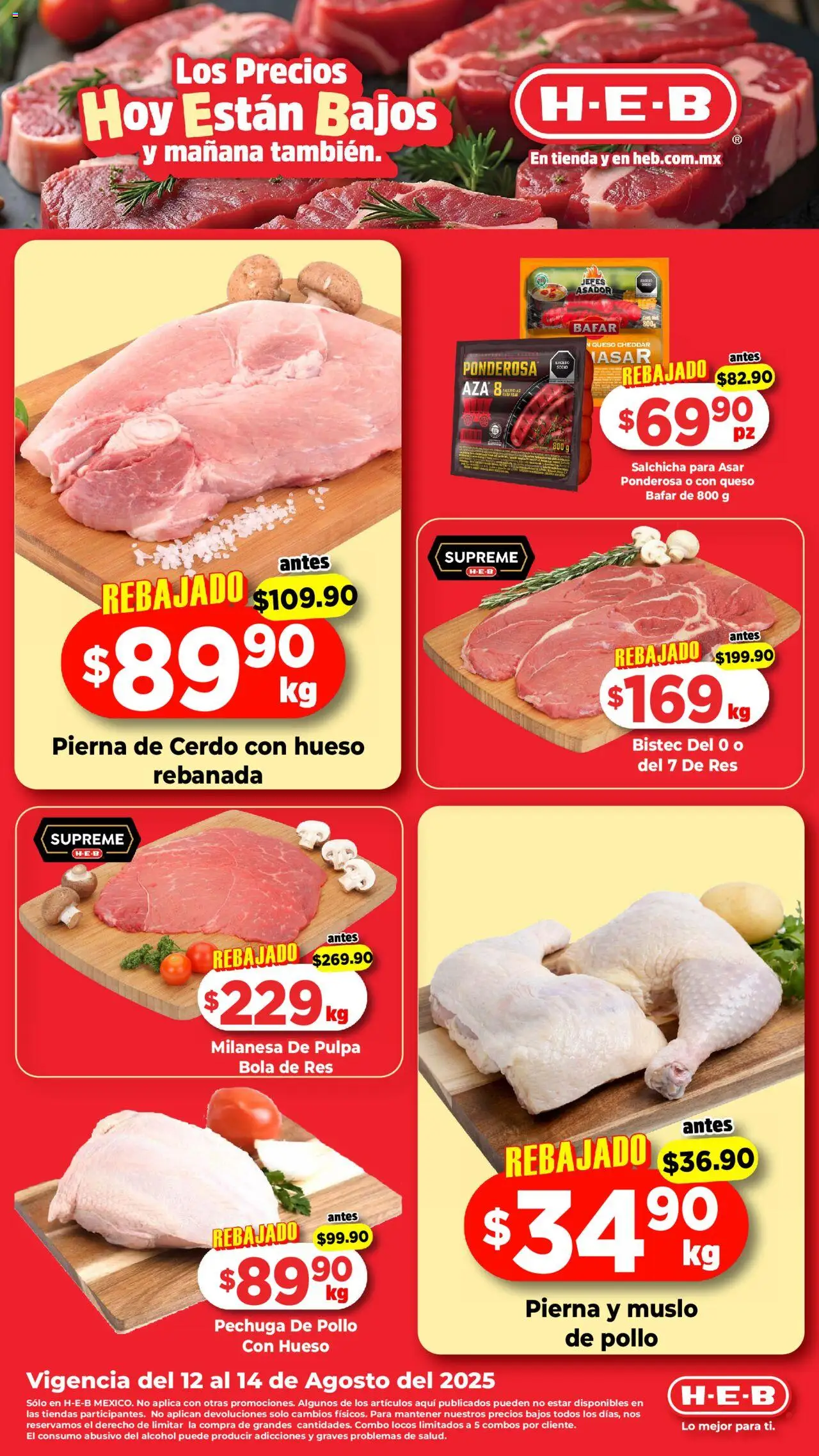 Nuevas ofertas de H-E-B válidas en toda la República Mexicana desde el 12.08.2025. ¡Encuentra las mejores ofertas en H-E-B - Folleto! | Página: 1 | Productos: Pollo, Milanesa, Cerdo, Res