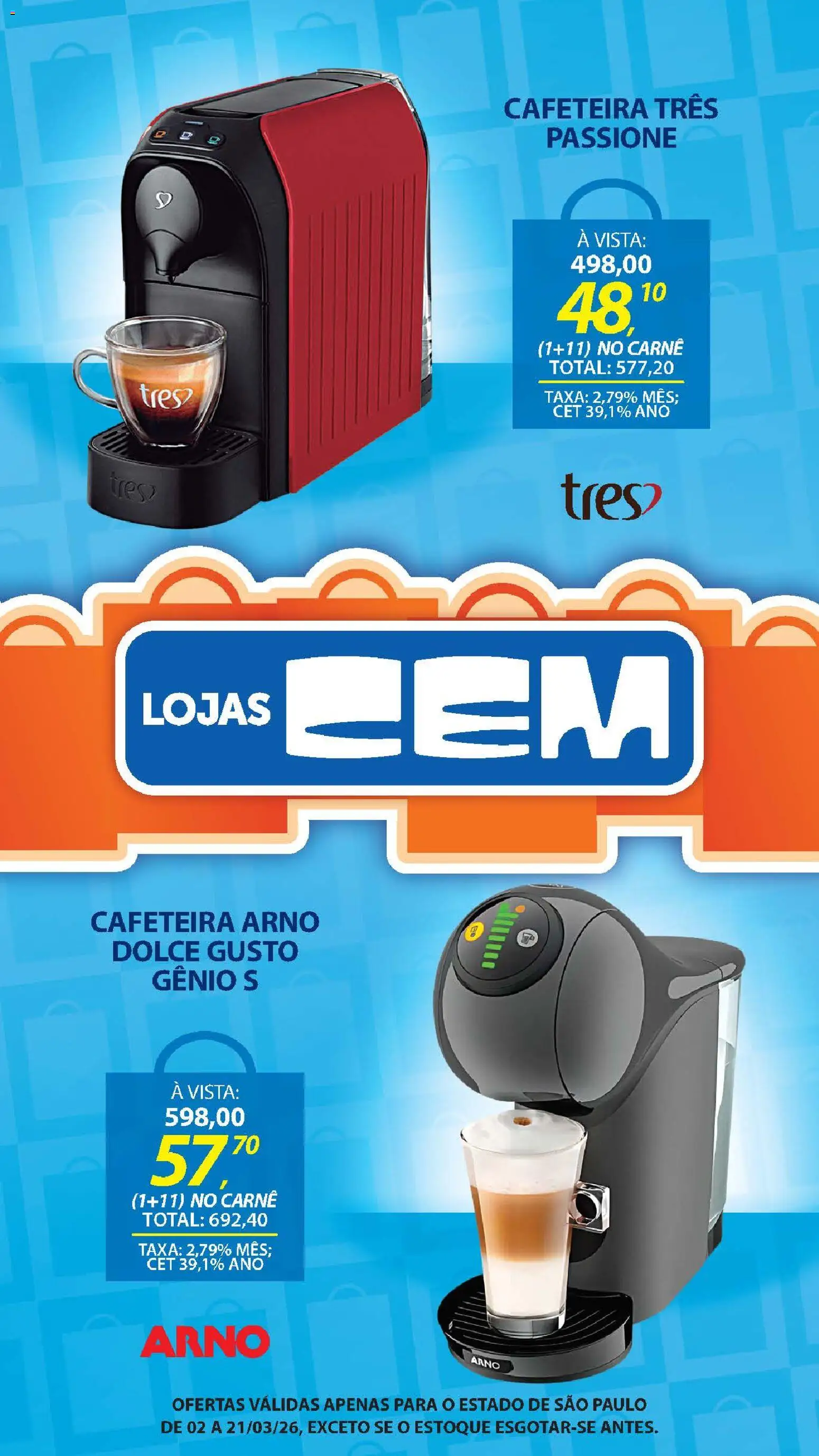 Lojas Cem Folheto - válido de 02.03.2026 | Página: 73 | Produtos: Cafeteira, Carne