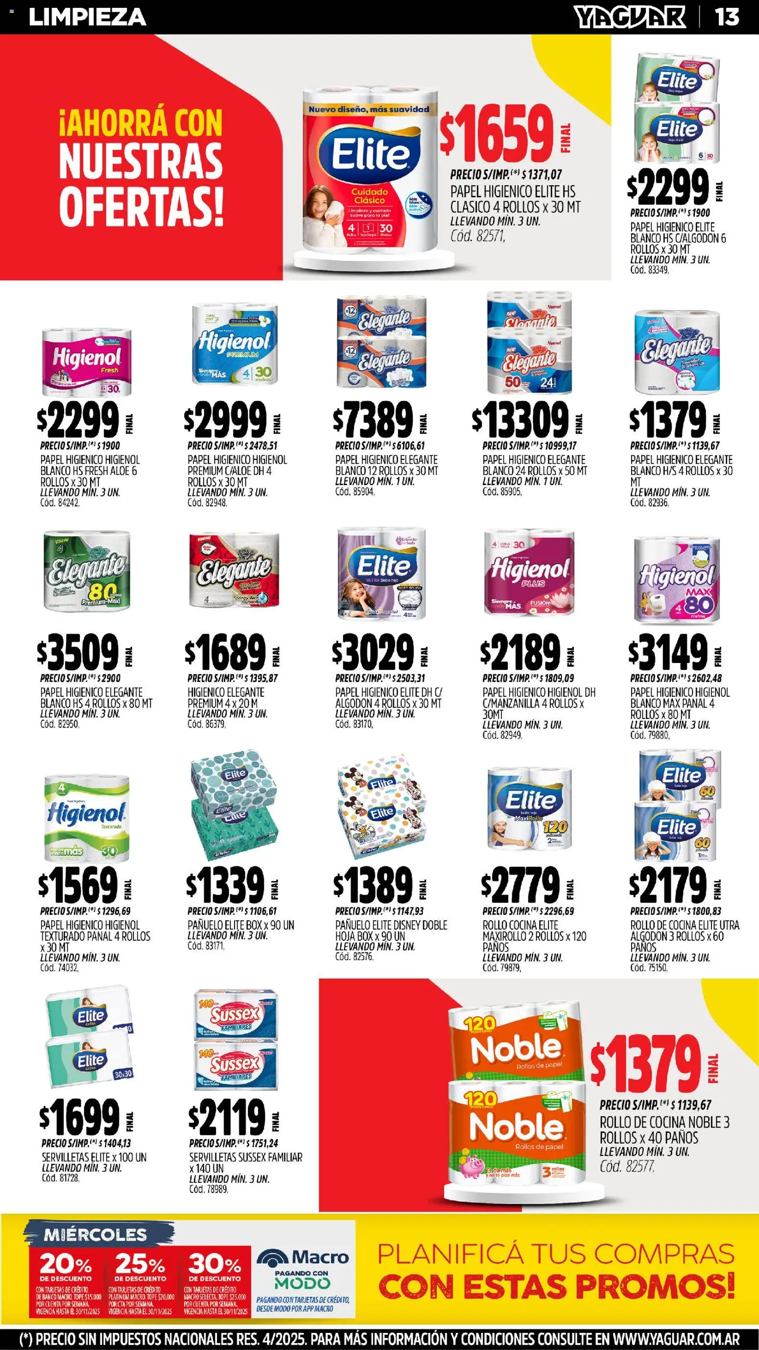 Yaguar - General Roca │ válido desde el 17.11.2025 | Página: 14 | Productos: Papel higiénico, Banco, Servilletas, Té