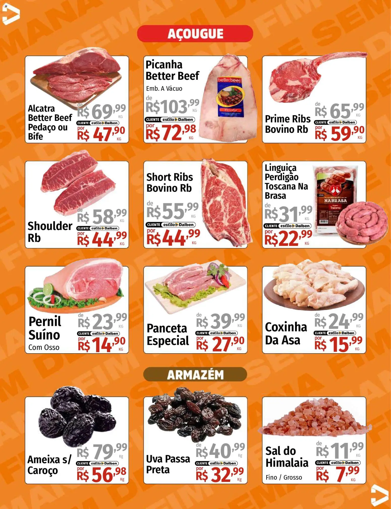 Supermercado Dalben Folheto - válido de 06.03.2026 | Página: 4 | Produtos: Linguiça, Alcatra, Pernil, Sal