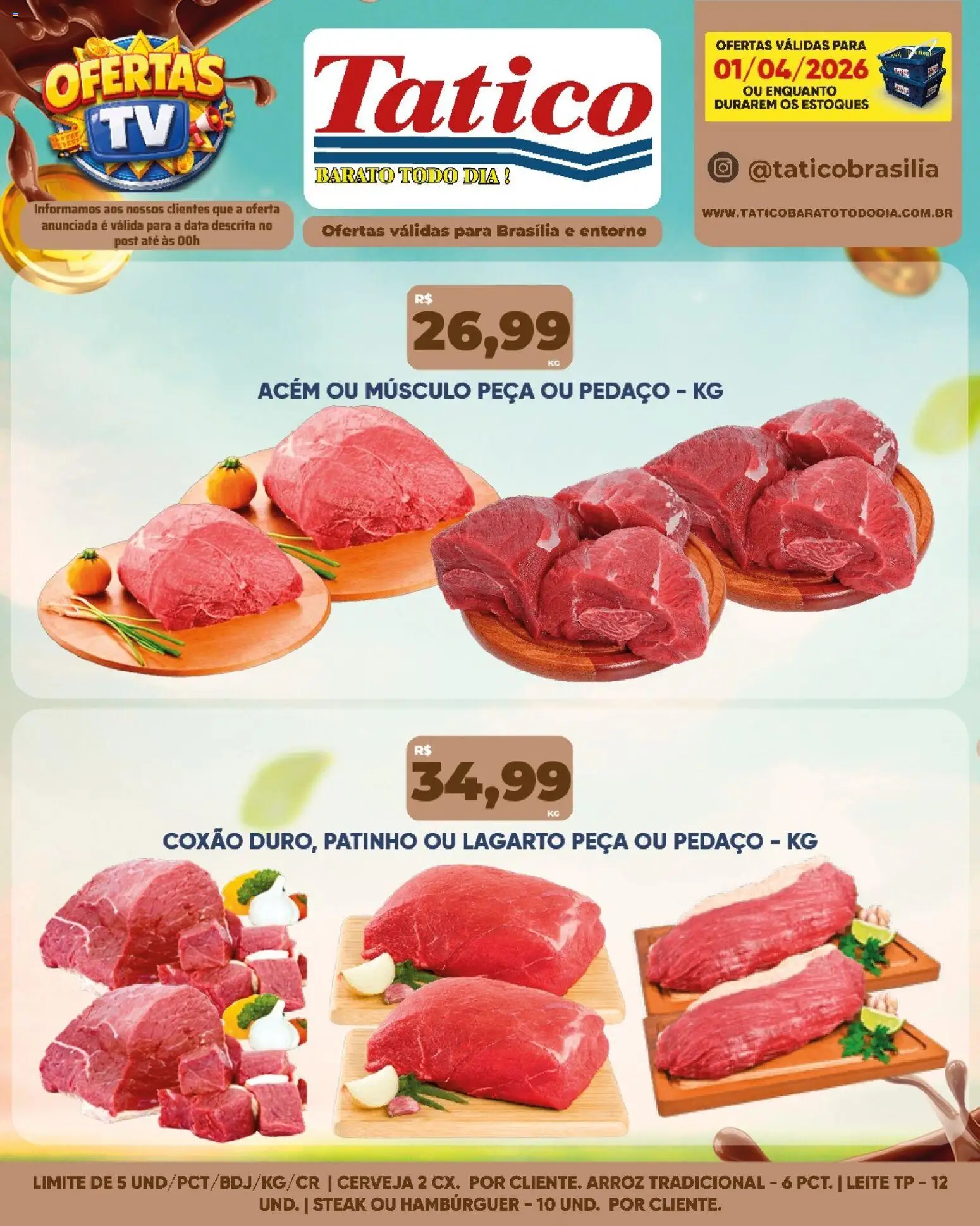 Tatico Folheto - válido de 02.04.2026 | Página: 25 | Produtos: Acém, Cerveja, Arroz, Hambúrguer