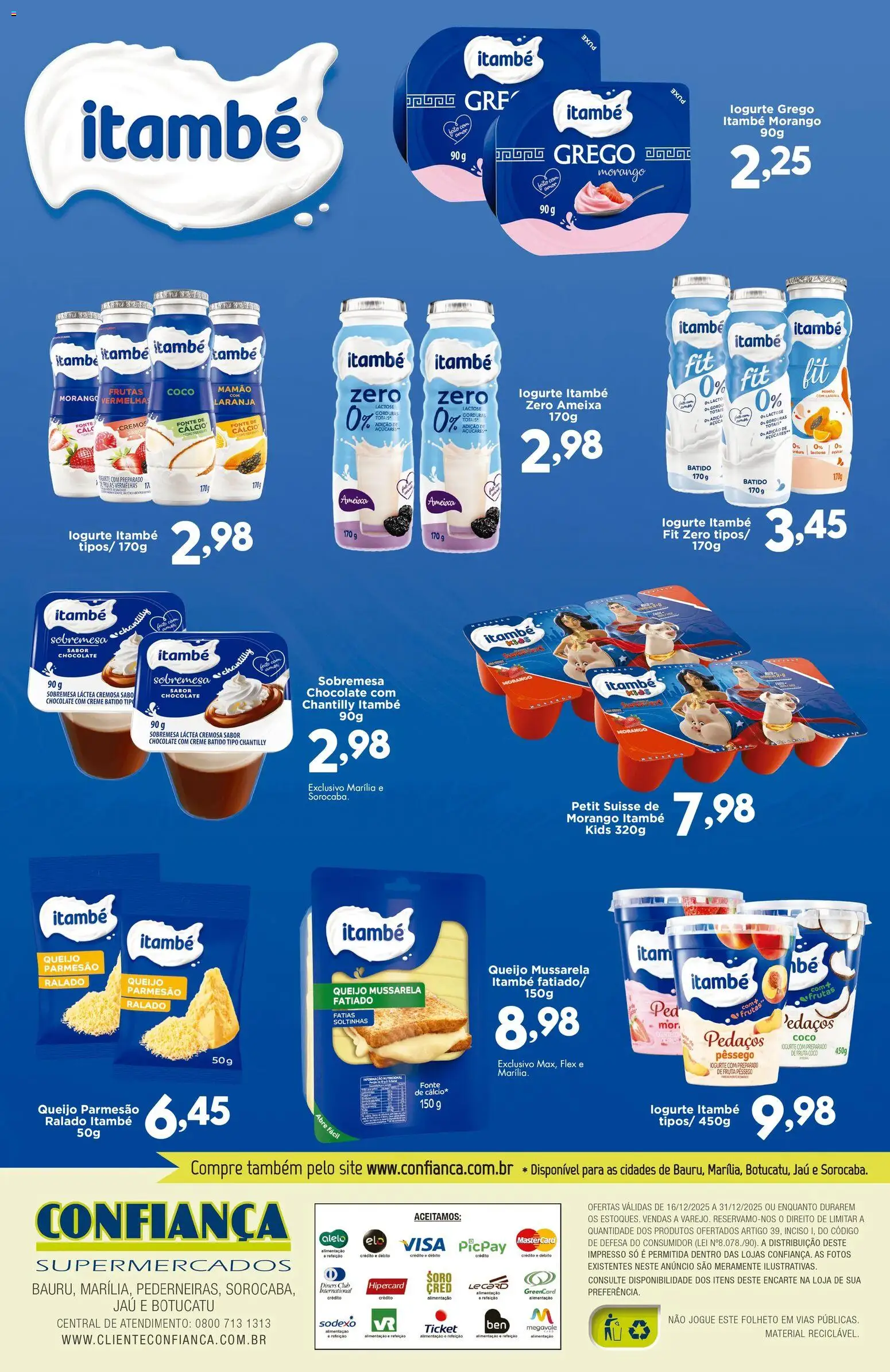 Confiança Folheto - válido de 16.12.2025 | Página: 2 | Produtos: Iogurte, Parmesão, Queijo parmesão, Mussarela