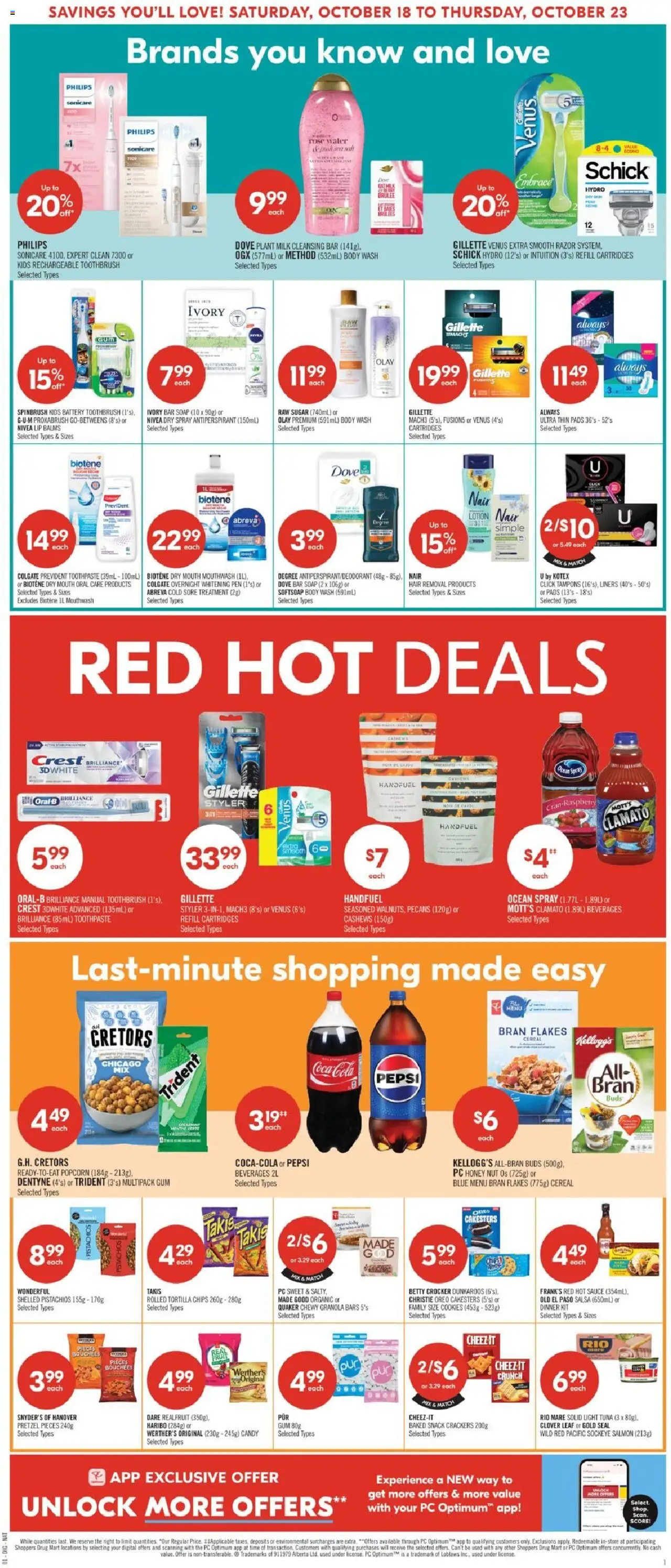 Shoppers flyer valid from 18.10.2025 | Page: 9 | Products: Chips, Antiperspirant, Toothpaste, Mouthwash