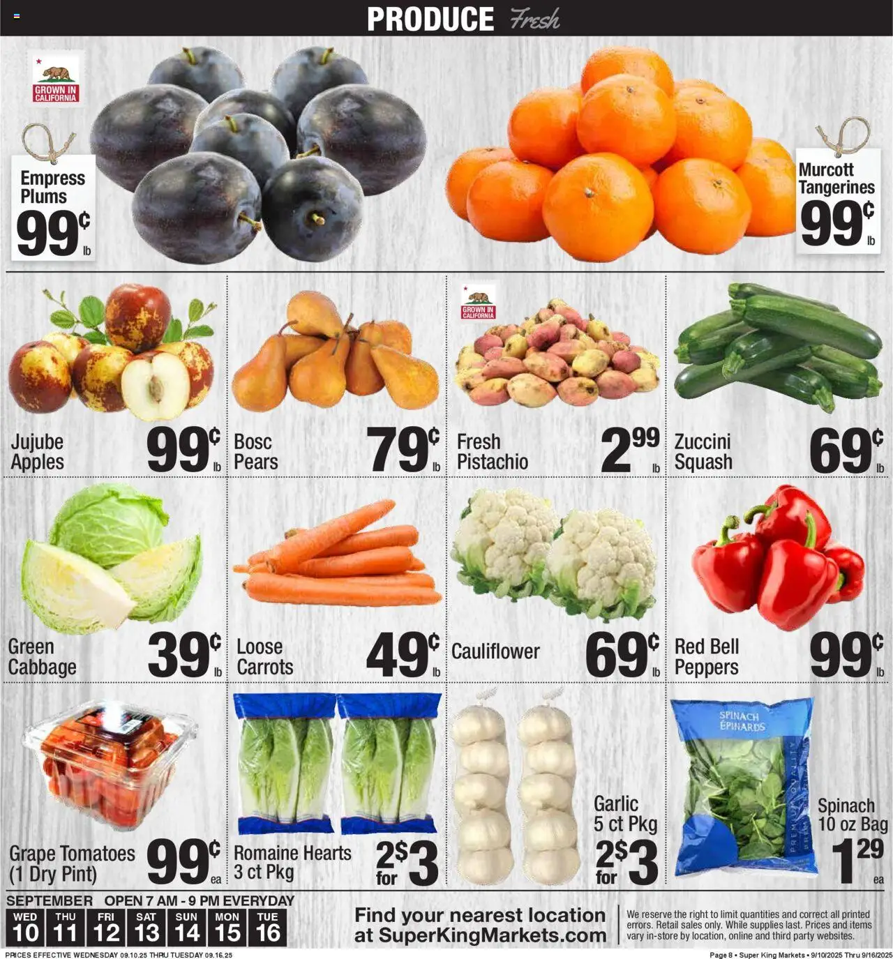 Super King - Weekly Ad - valid from 10.09.2025 | Page: 8 | Products: Tomatoes, Tangerines, Cauliflower, Bag