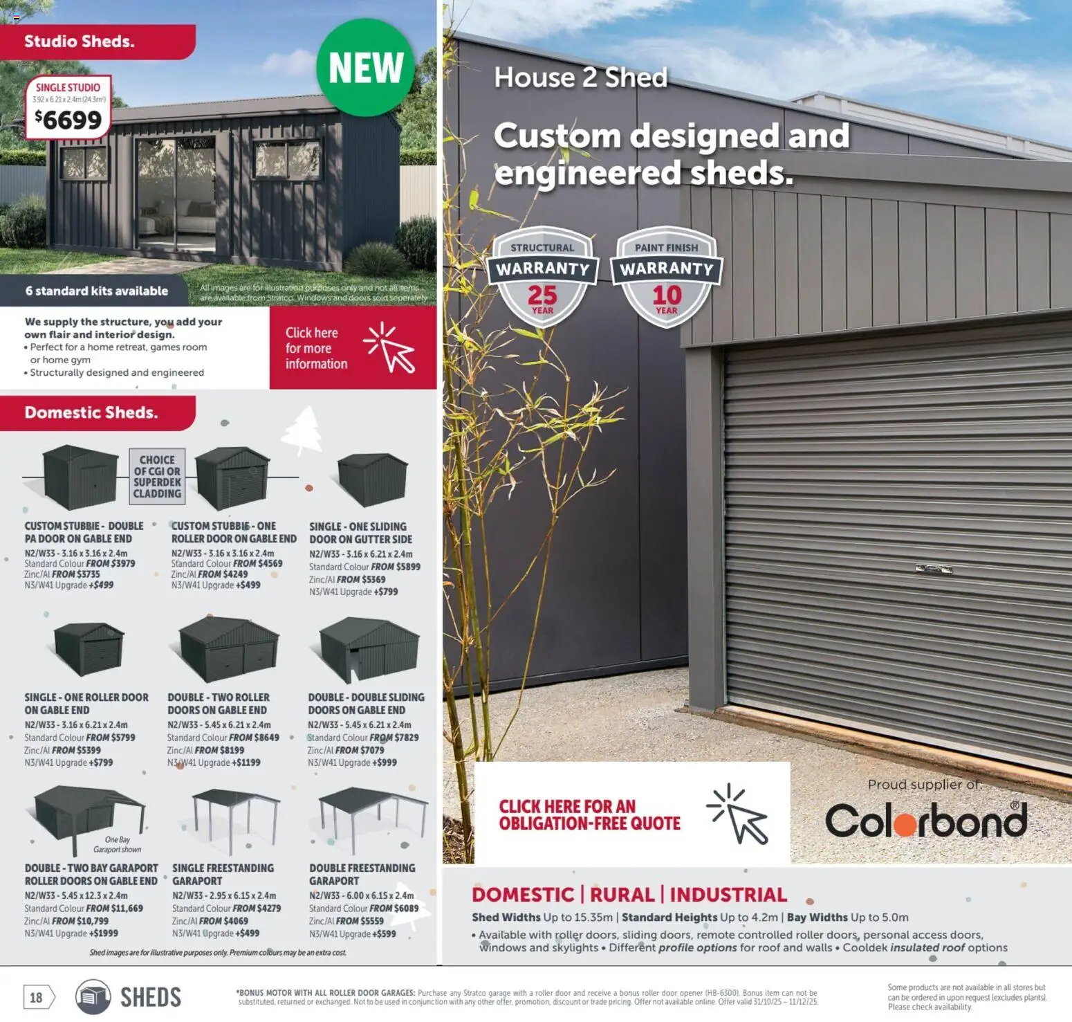 Stratco catalogue - valid from 31.10.2025 | Page: 18 | Products: Door, Kits, Shed, Domestic