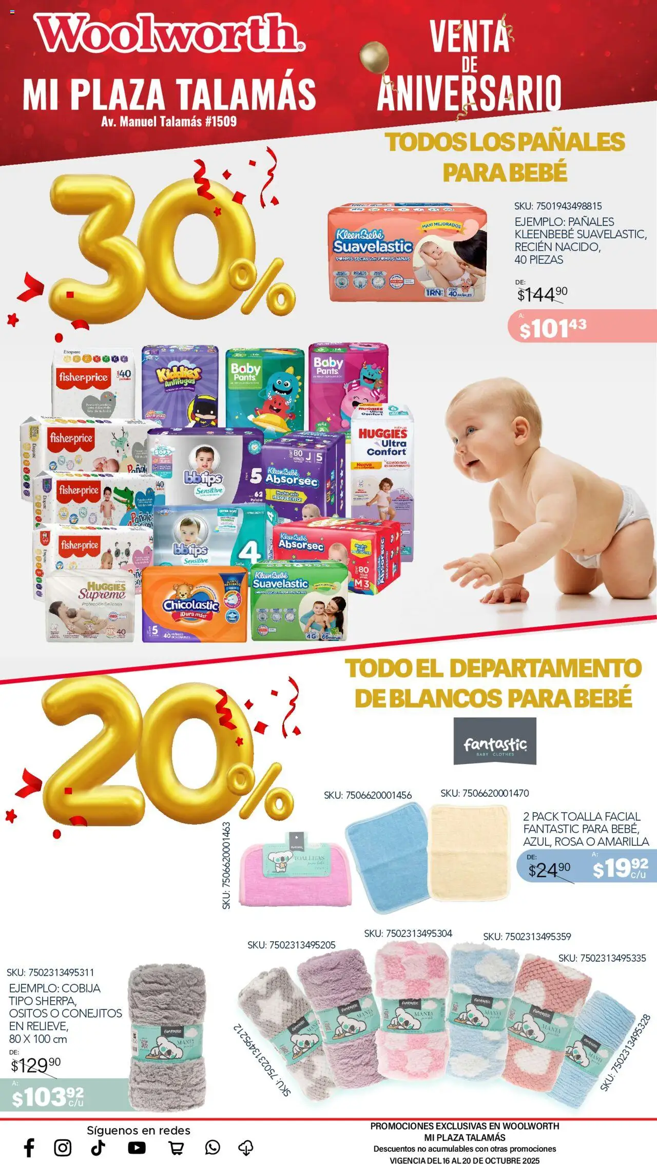 Nuevas ofertas de Del Sol y Woolworth válidas en toda la República Mexicana desde el 16.10.2025. ¡Encuentra las mejores ofertas en Del Sol y Woolworth - Aniversario Apertura Woolworth Talamás! | Página: 18 | Productos: Pañales, Toalla, Cobija, Pants