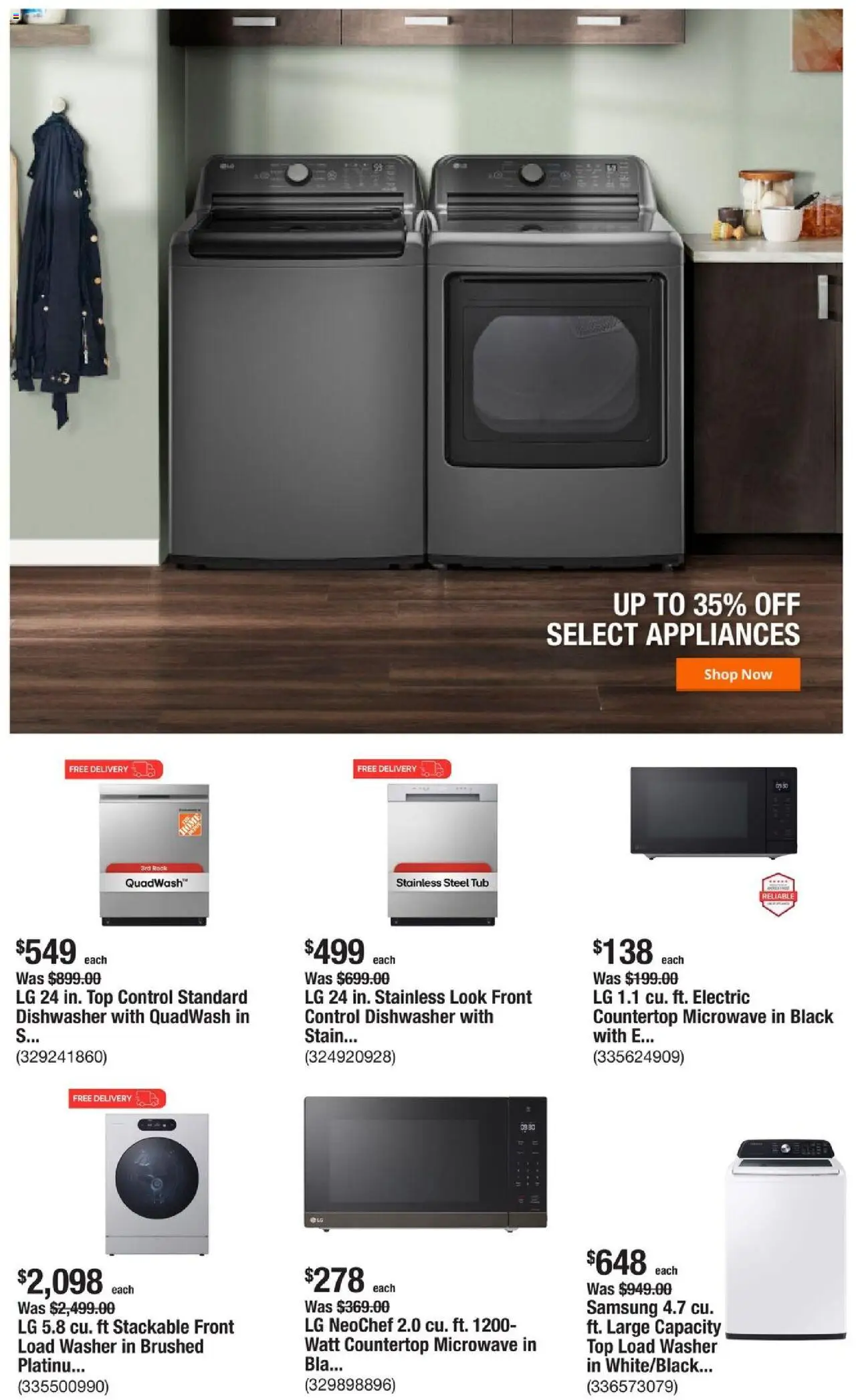Home Depot Weekly Ad - FL - valid from 25.09.2025 | Page: 4 | Products: Microwave, Washer, Dishwasher