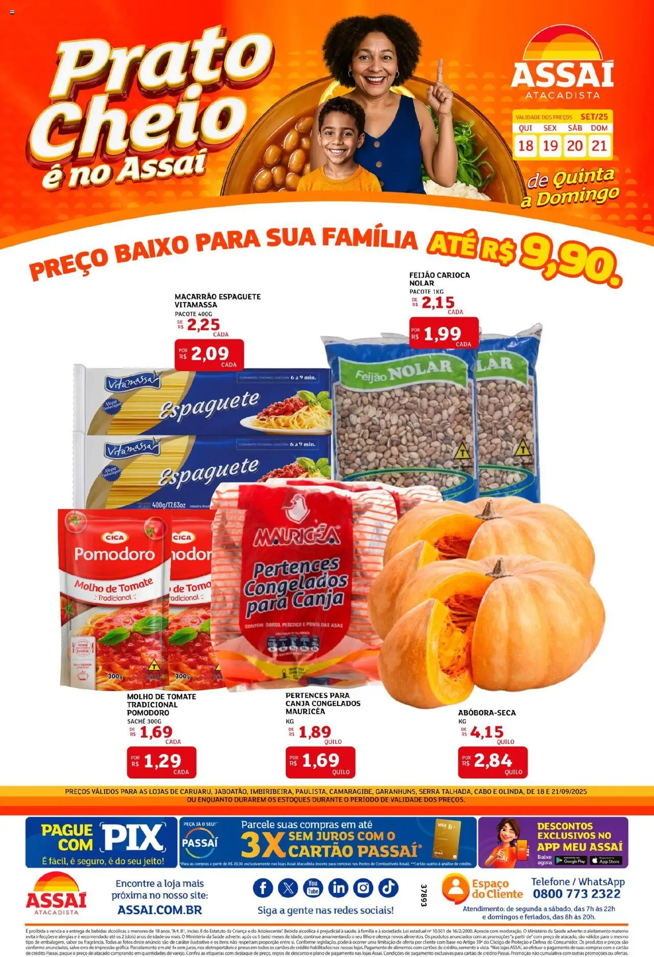 Assaí Atacadista Folheto - válido de 18.09.2025 | Página: 1 | Produtos: Feijão, Molho de tomate, Base, Cabo