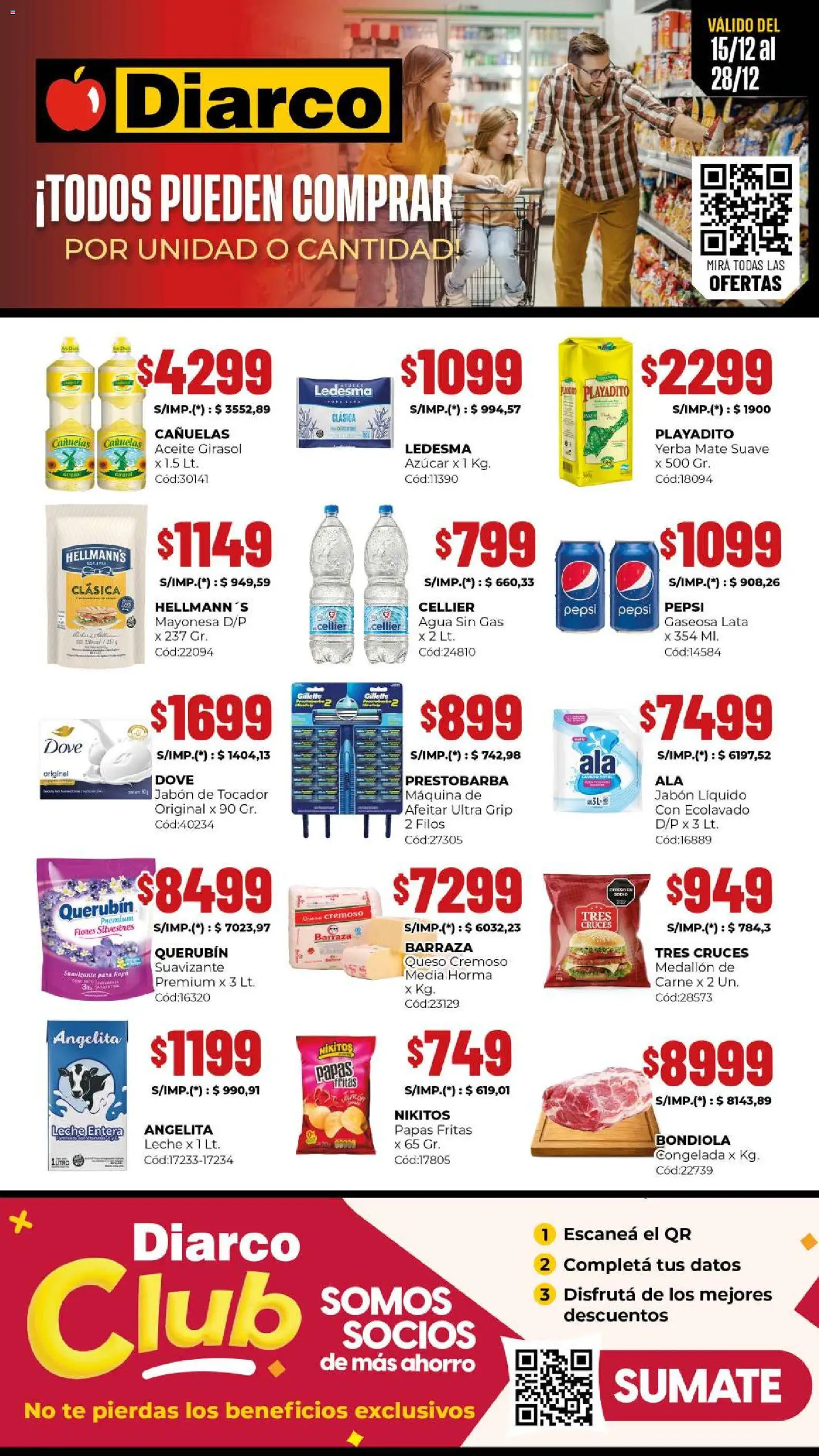 Diarco - Ofertas Especiales │ válido desde el 15.12.2025 | Página: 1 | Productos: Gaseosa, Jabón, Agua, Leche