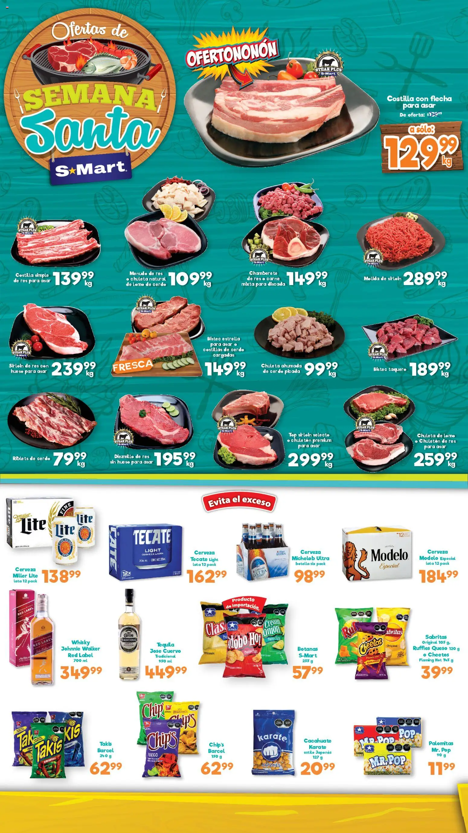 Nuevas ofertas de S-Mart válidas en toda la República Mexicana desde el 04.04.2026. ¡Encuentra las mejores ofertas en S-Mart folleto Ofertas de feria Matamoros! | Página: 1 | Productos: Cacahuate, Cerveza, Tequila, Whisky