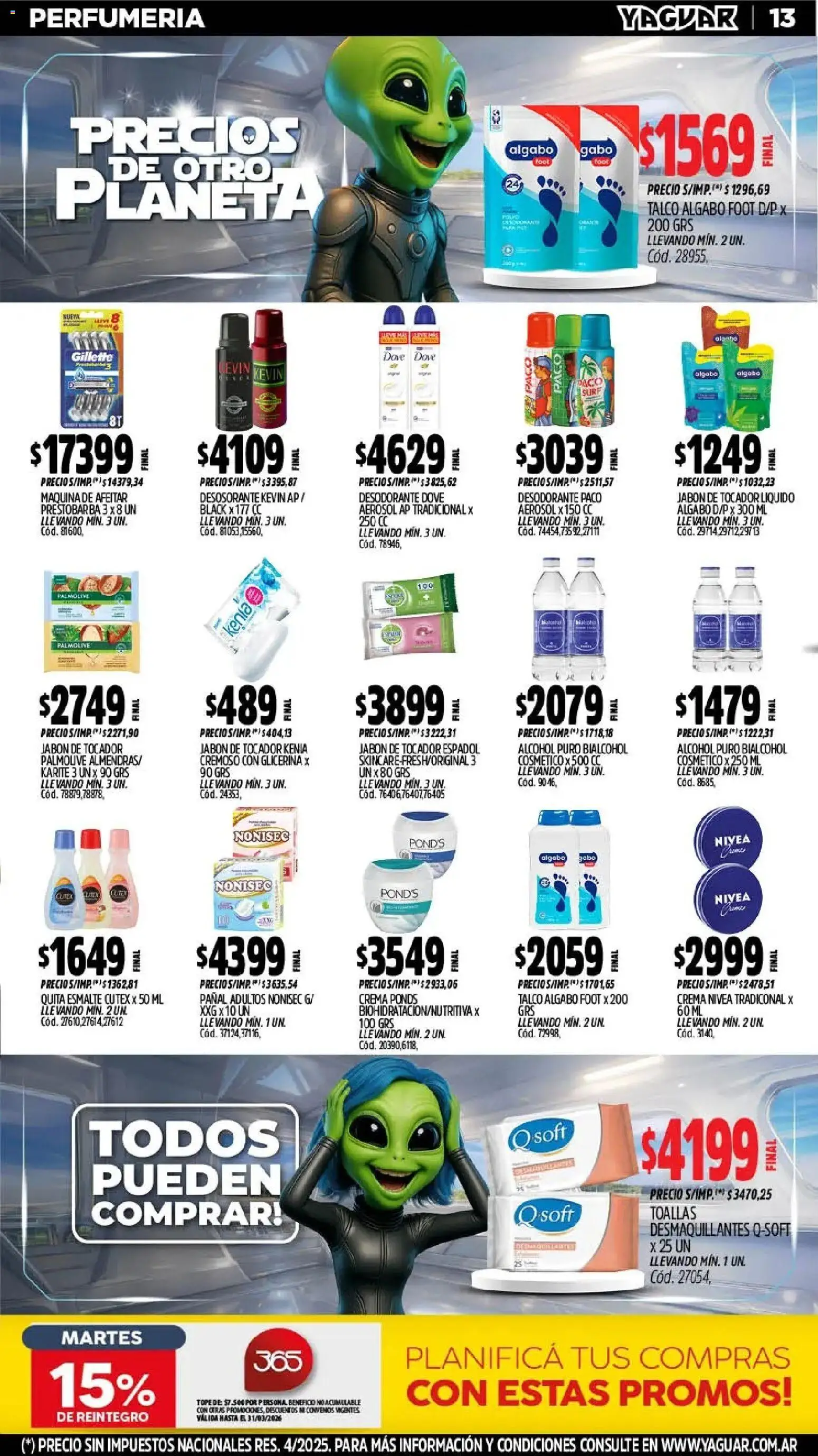 Yaguar - Oferta Semanal San Juan │ válido desde el 02.03.2026 | Página: 13 | Productos: Toallas, Jabón, Desodorante, Crema