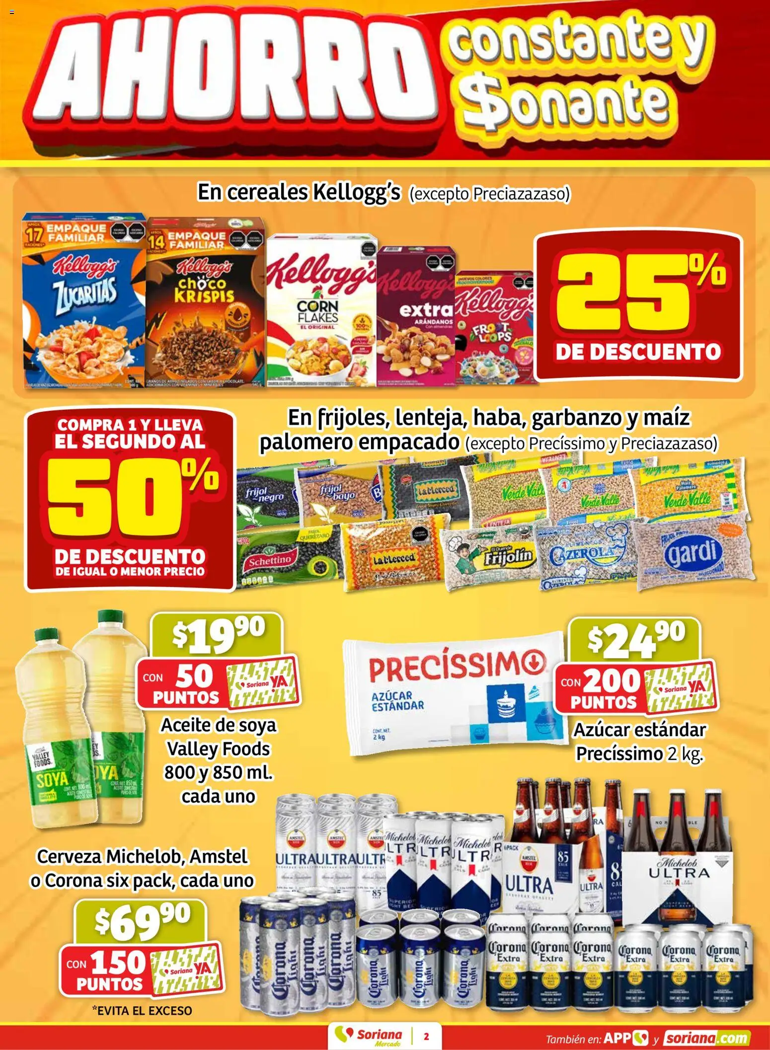 Nuevas ofertas de Soriana válidas en toda la República Mexicana desde el 12.02.2026. ¡Encuentra las mejores ofertas en Soriana - Fin de Semana Mercado: Ags, Nay, Jal, Qro, Col, Mich, Gto, Hgo, Tlax, Mor, Pue, Gro, Oax, Edo. de Mex, CDMX, Zac y SLP! | Página: 2 | Productos: Azúcar, Aceite, Arándanos, Cereales