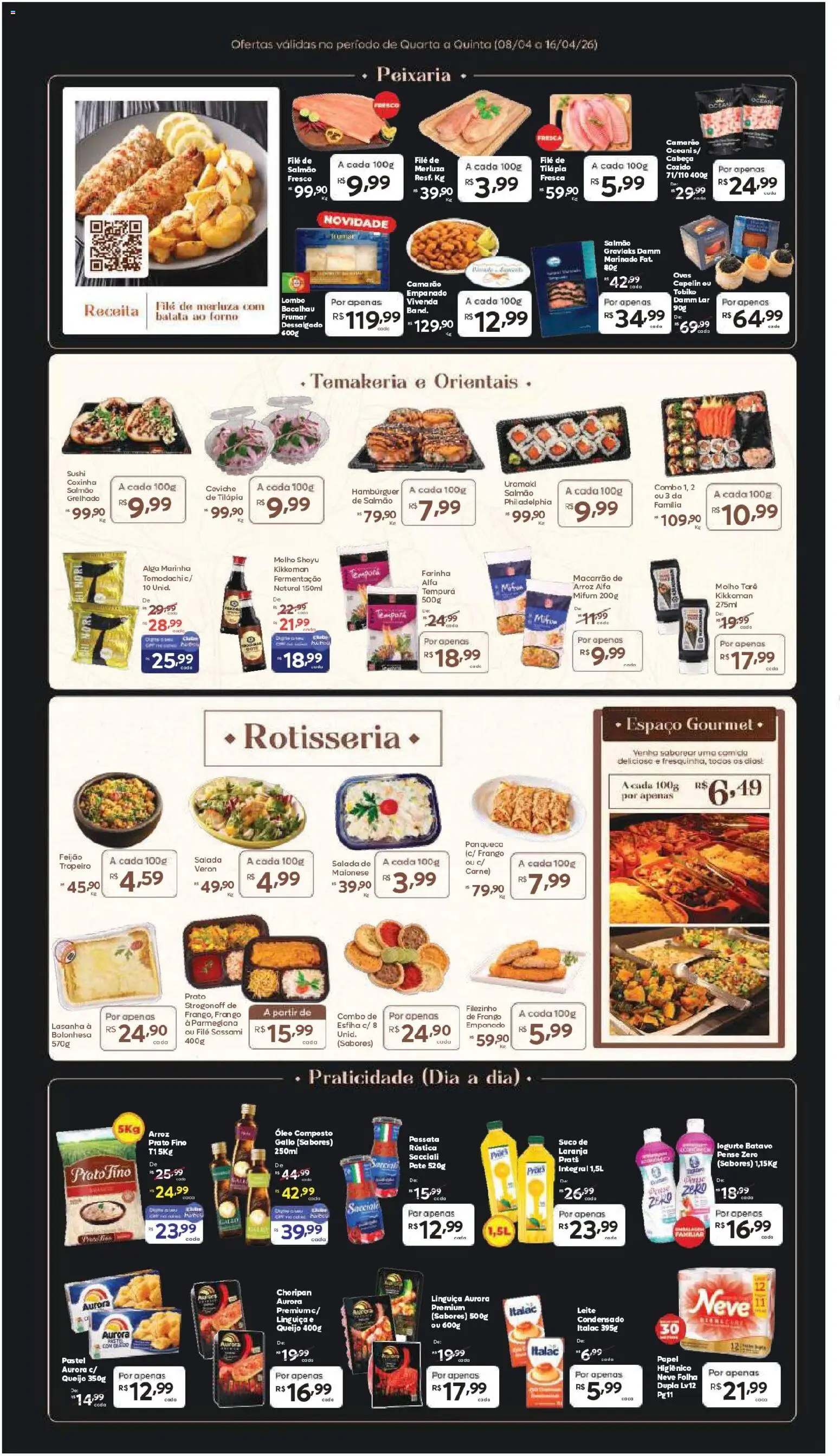 Barbosa Supermercados Folheto - válido de 08.04.2026 | Página: 3 | Produtos: Salmão, Bacalhau, Linguiça, Camarão