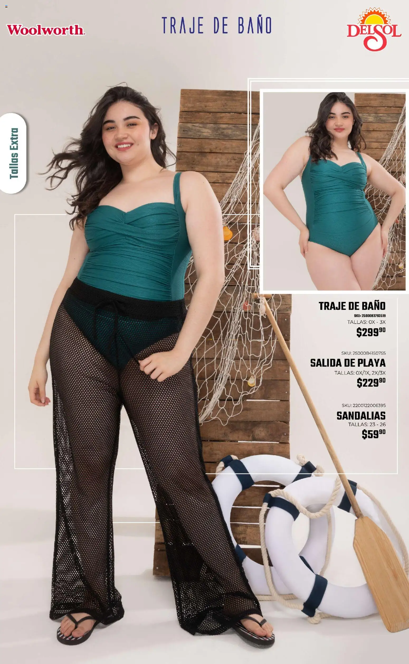 Nuevas ofertas de Del Sol y Woolworth válidas en toda la República Mexicana desde el 19.03.2026. ¡Encuentra las mejores ofertas en Del Sol y Woolworth catálogo Vacaciones 2026 ! | Página: 36 | Productos: Traje, Traje de baño, Sandalias, Baño