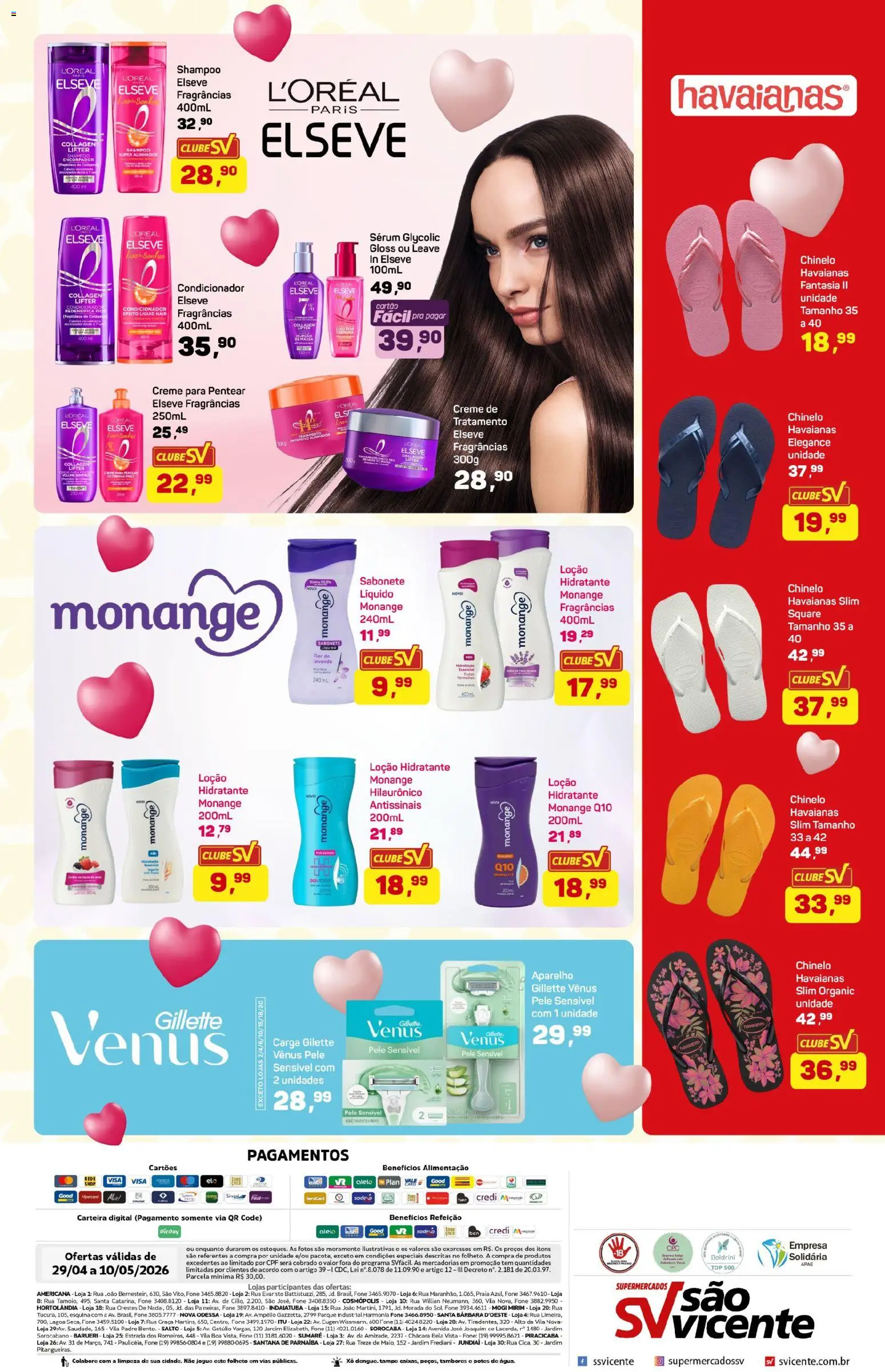 Supermercados São Vicente Folheto - válido de 29.04.2026 | Página: 4 | Produtos: Shampoo, Fantasia, Creme para pentear, Carteira