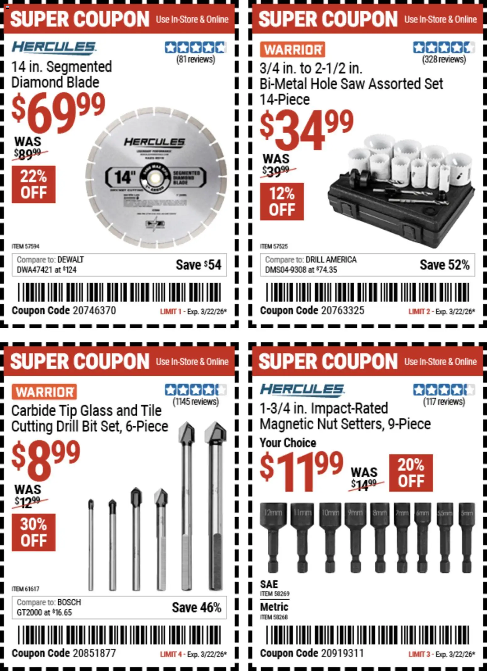 Harbor Freight Weekly Ad - valid from 09.03.2026 | Page: 7 | Products: Saw, Drill Bit