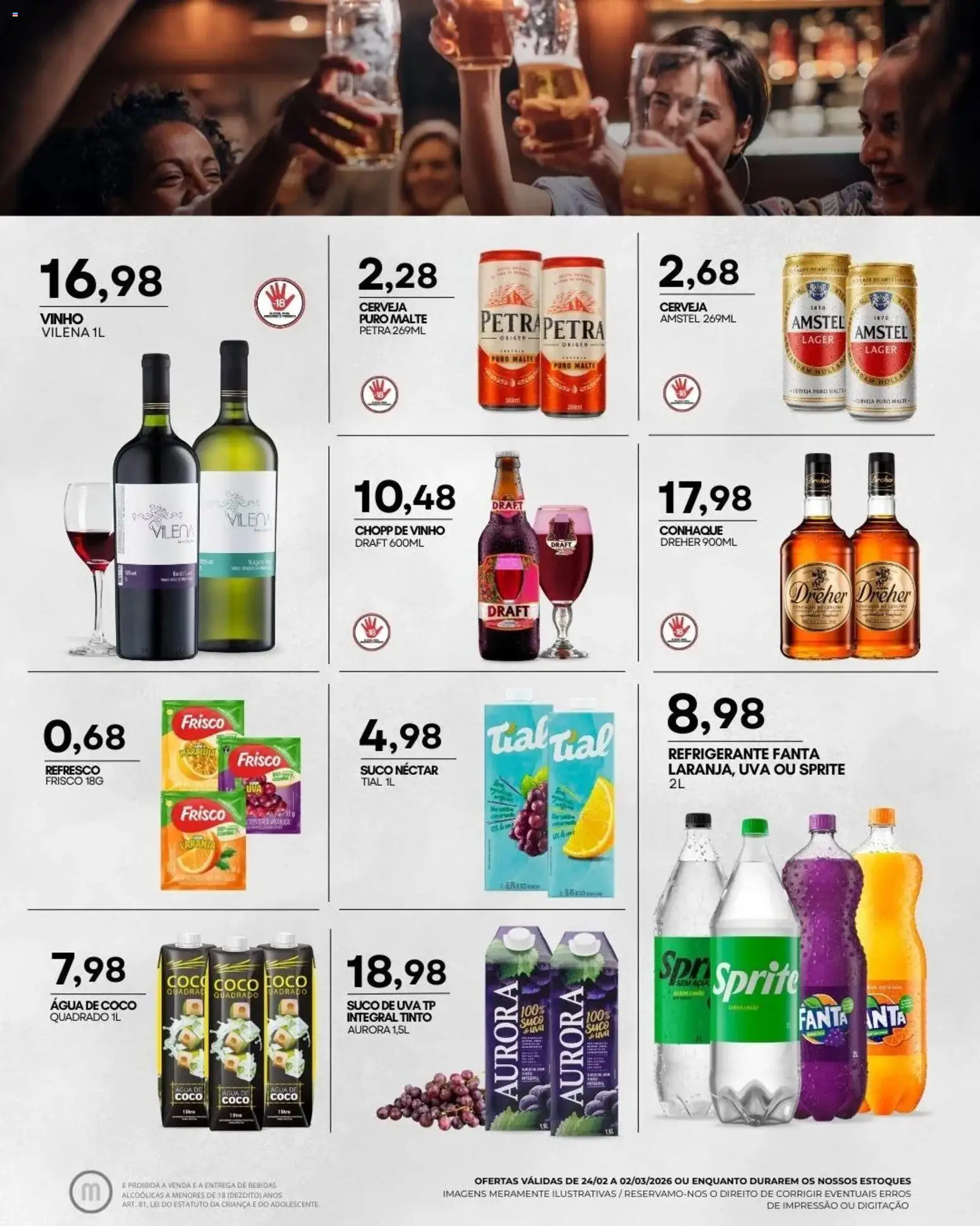 Mercadão Atacadista Folheto - válido de 24.02.2026 | Página: 10 | Produtos: Refresco, Água de coco, Vinho, Refrigerante
