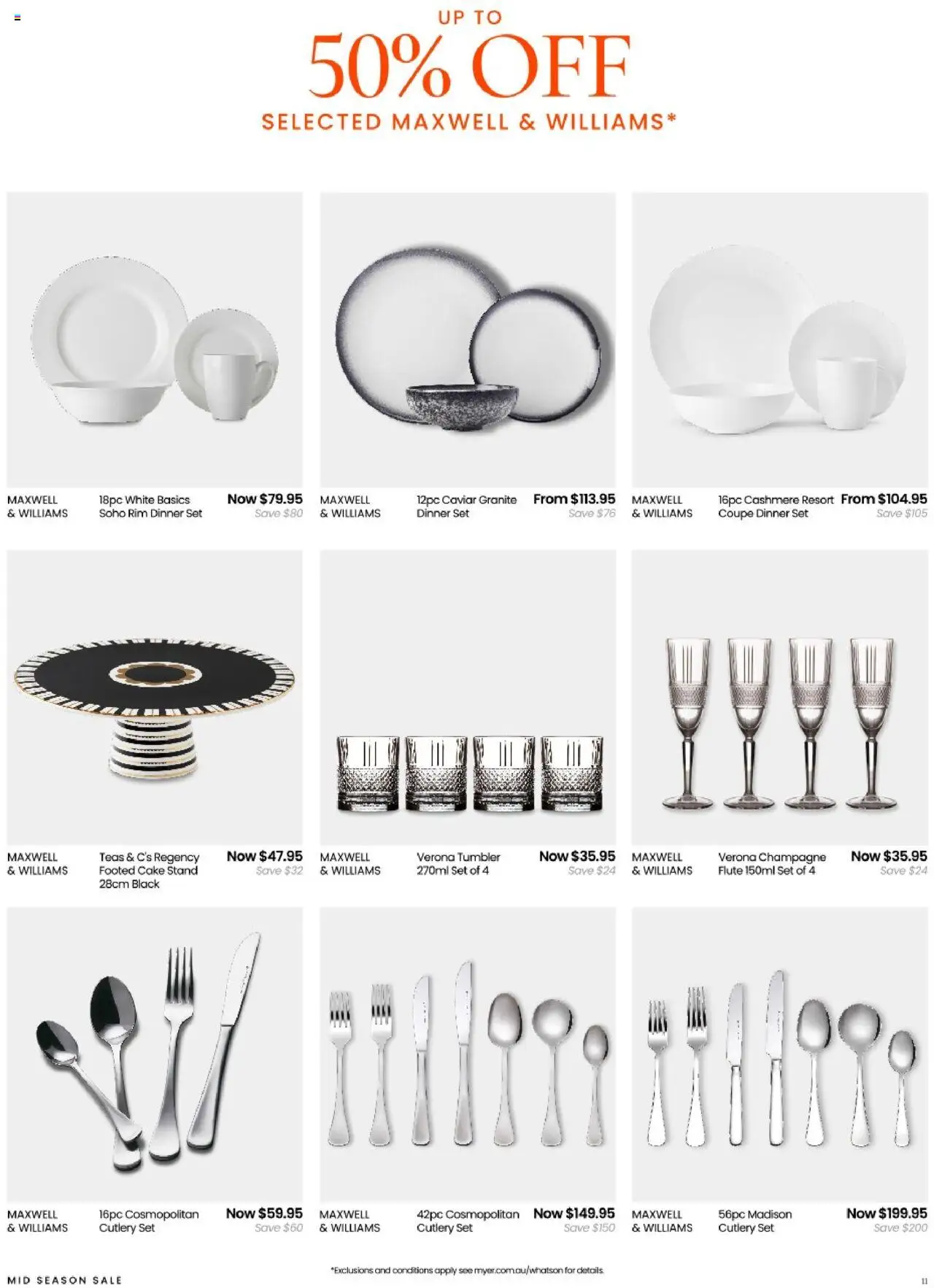 Myer catalogue - valid from 10.09.2025 | Page: 11 | Products: Cutlery, Dinner set
