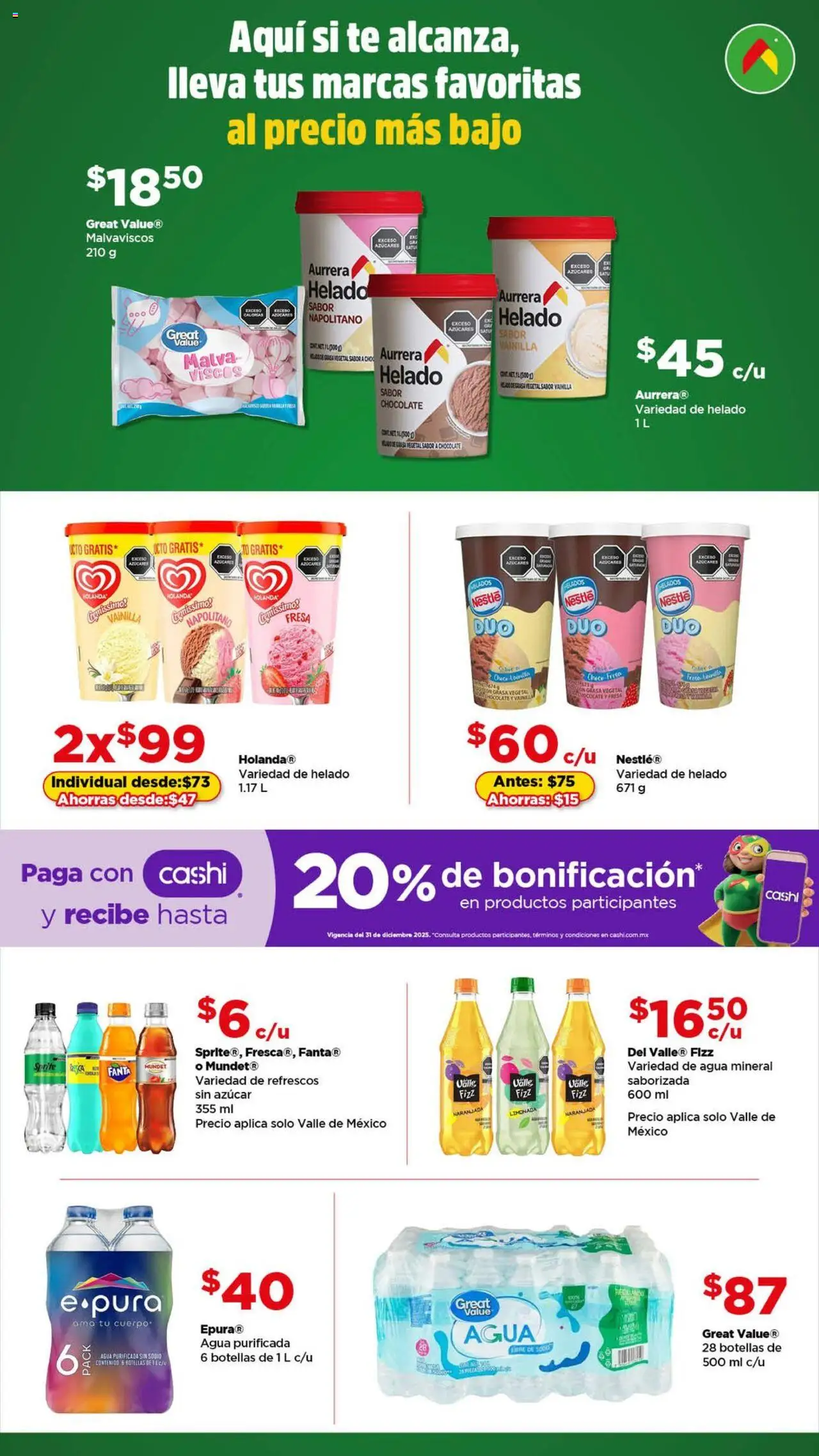 Nuevas ofertas de Bodega Aurrerá válidas en toda la República Mexicana desde el 14.10.2025. ¡Encuentra las mejores ofertas en Bodega Aurrerá folleto Aquí Sí te Alcanza! | Página: 6 | Productos: Azúcar, Agua, Helado, Té
