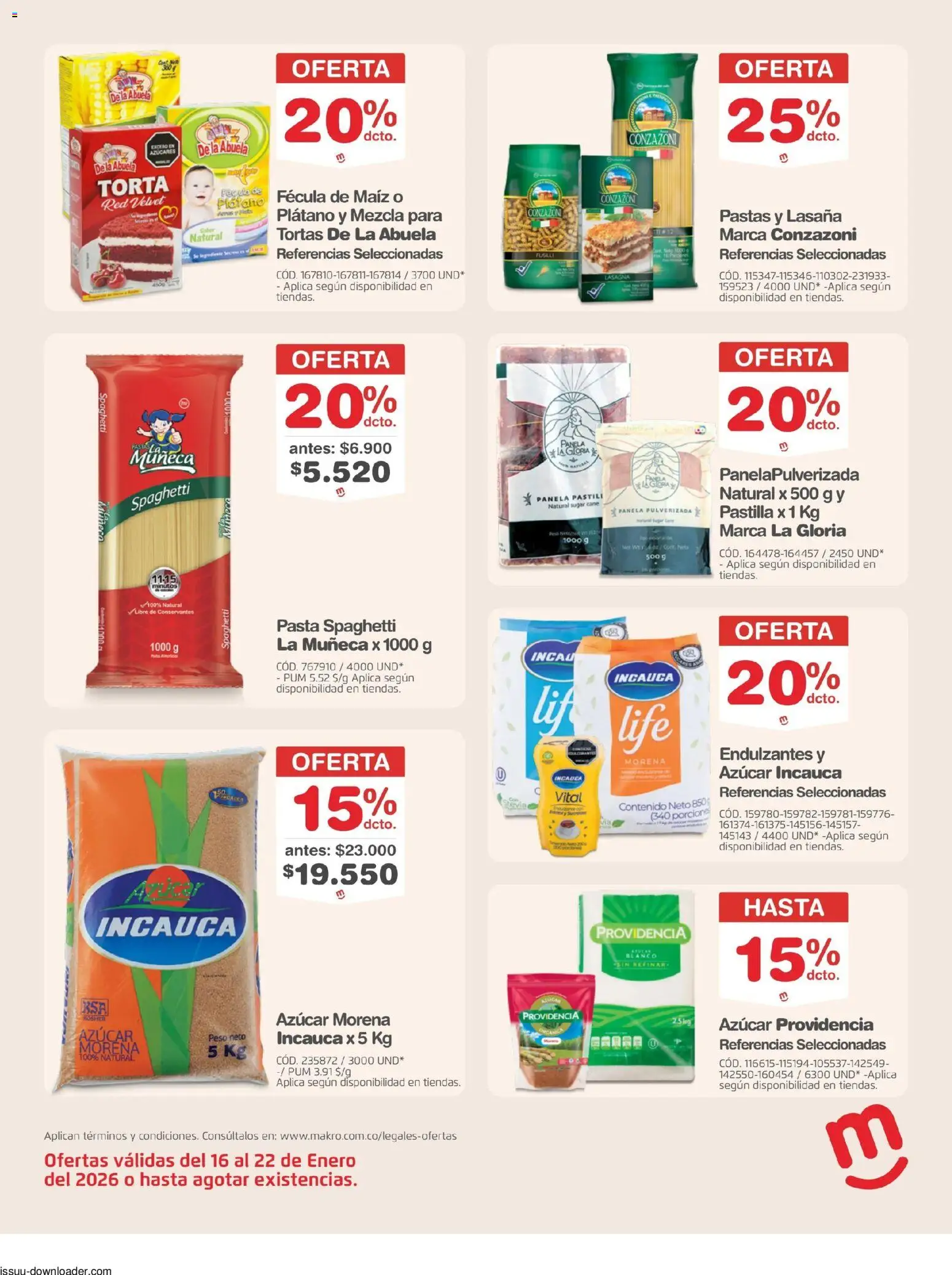 Makro revista - valida desde el 16.01.2026 | Página: 9 | Productos: Azucar, Peso, Maiz, Panela