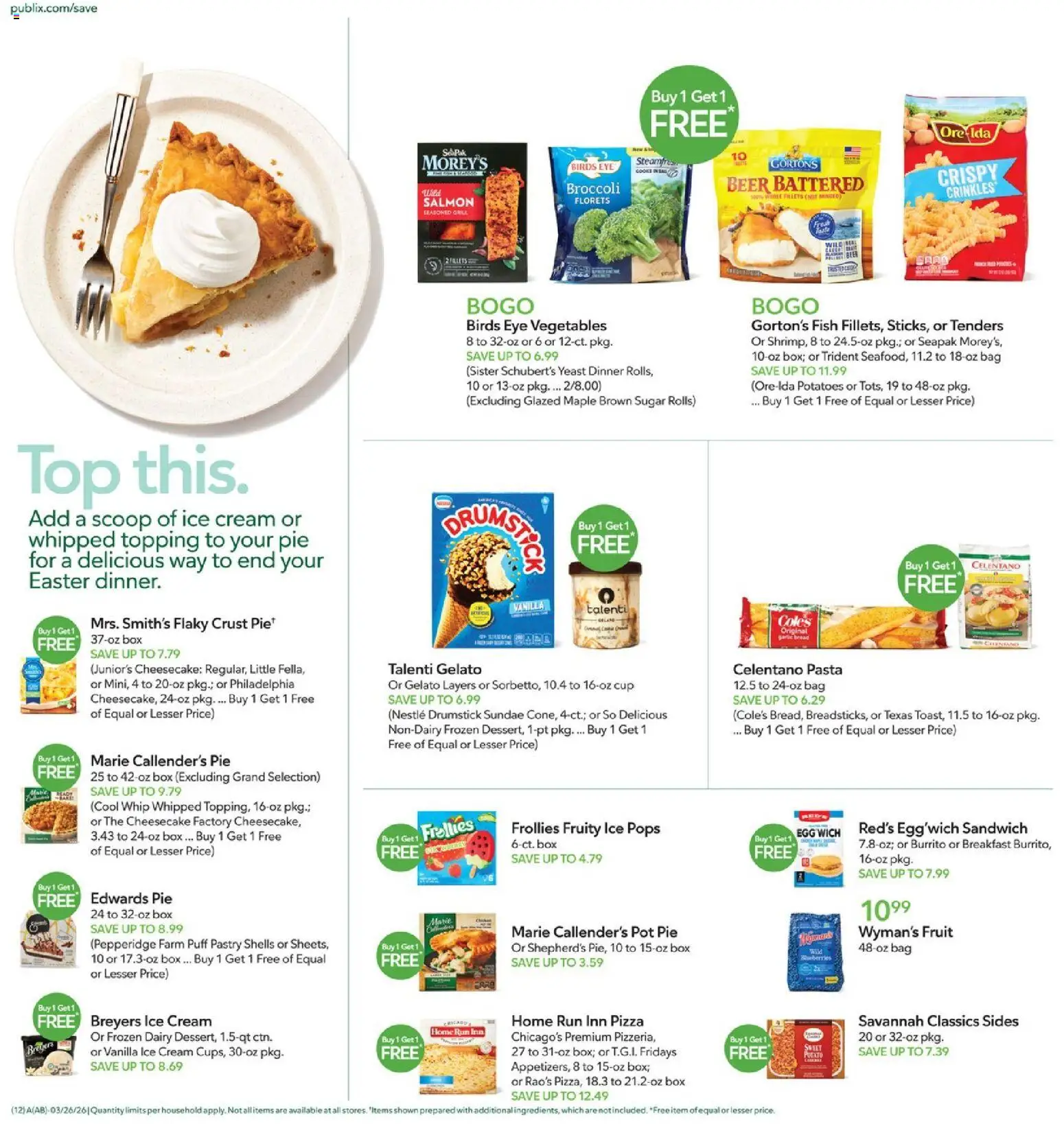 Publix Weekly Ad - valid from 25.03.2026 | Page: 12 | Products: Broccoli, Box, Pizza, Cream