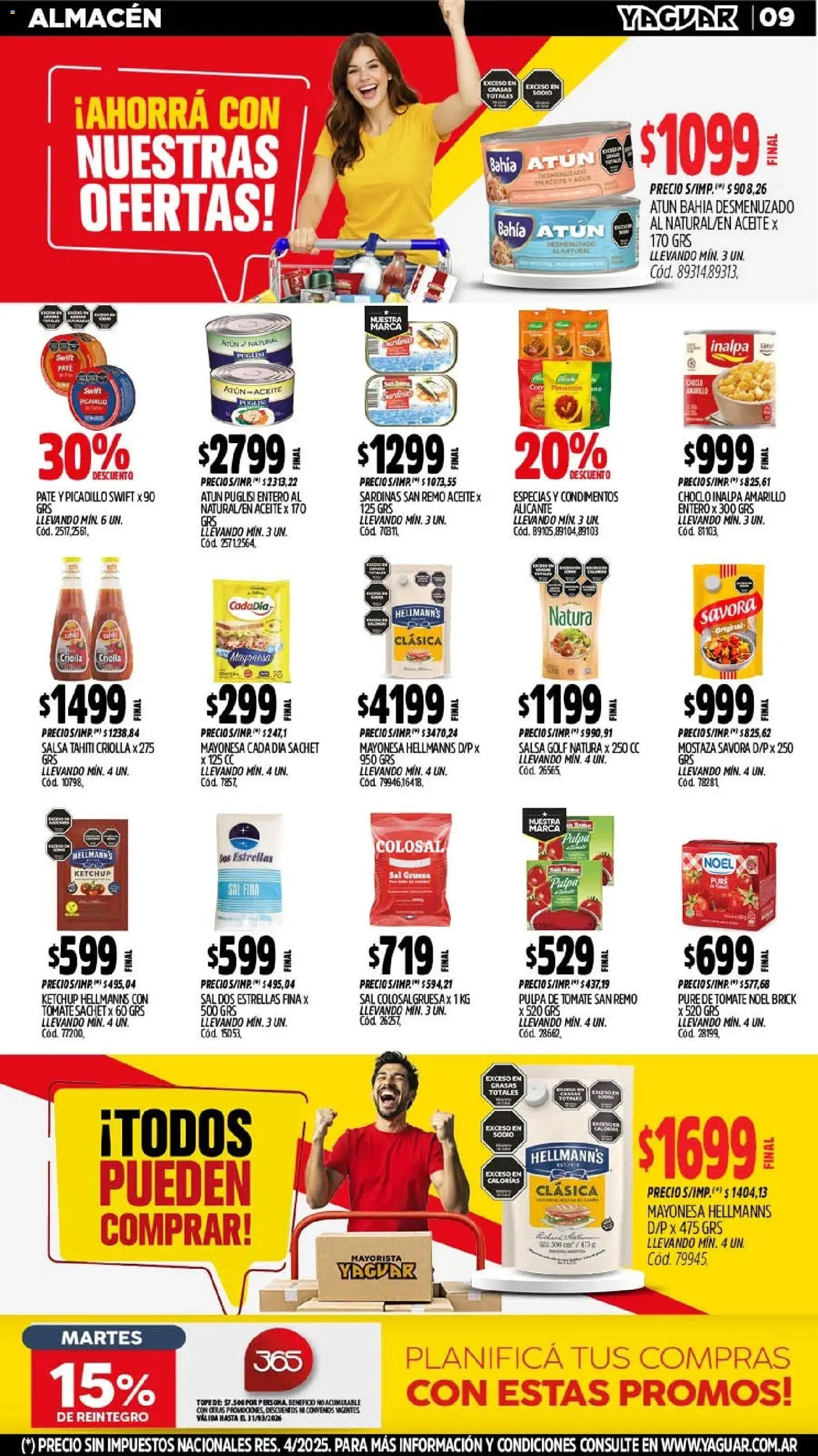 Yaguar - Oferta Semanal Misiones │ válido desde el 02.03.2026 | Página: 9 | Productos: Aceite, Mayonesa, Mostaza, Paté