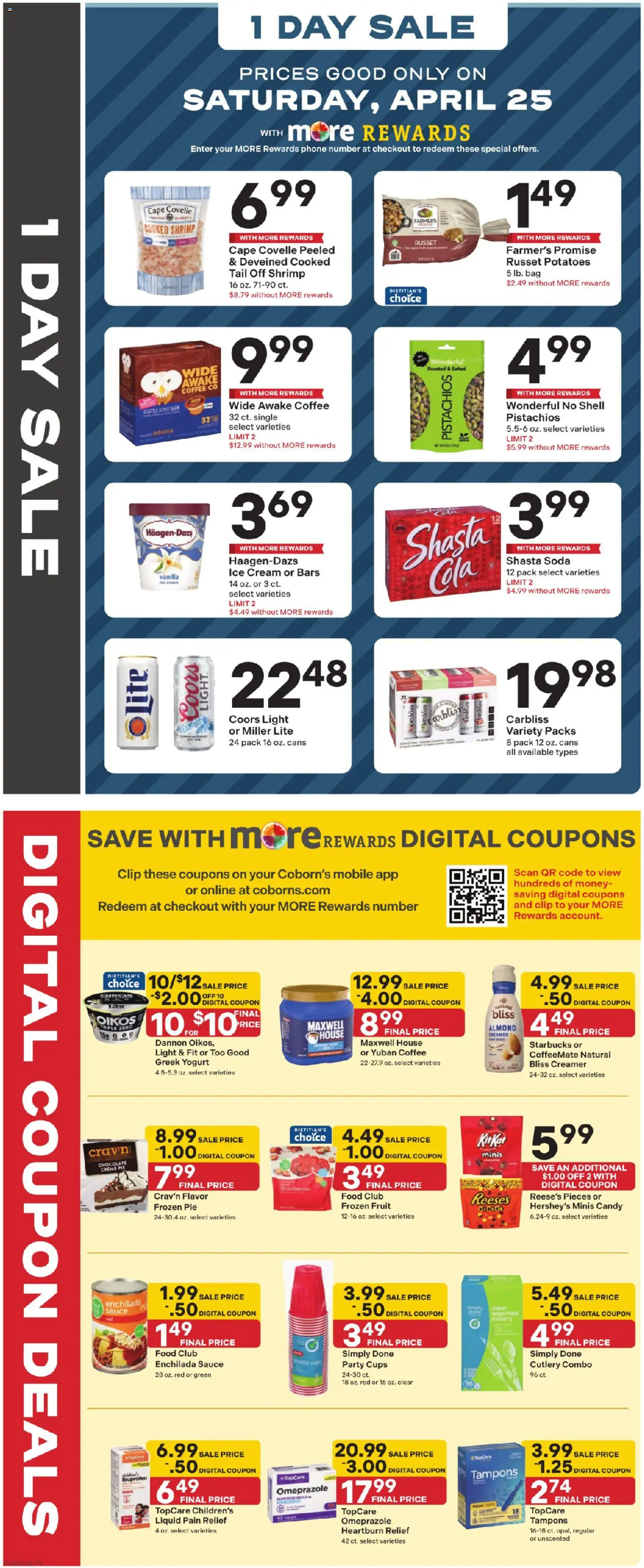 Coborn's Weekly Ad - valid from 22.04.2026 | Page: 4 | Products: Coffee, Chocolate, Tampons, Sauce
